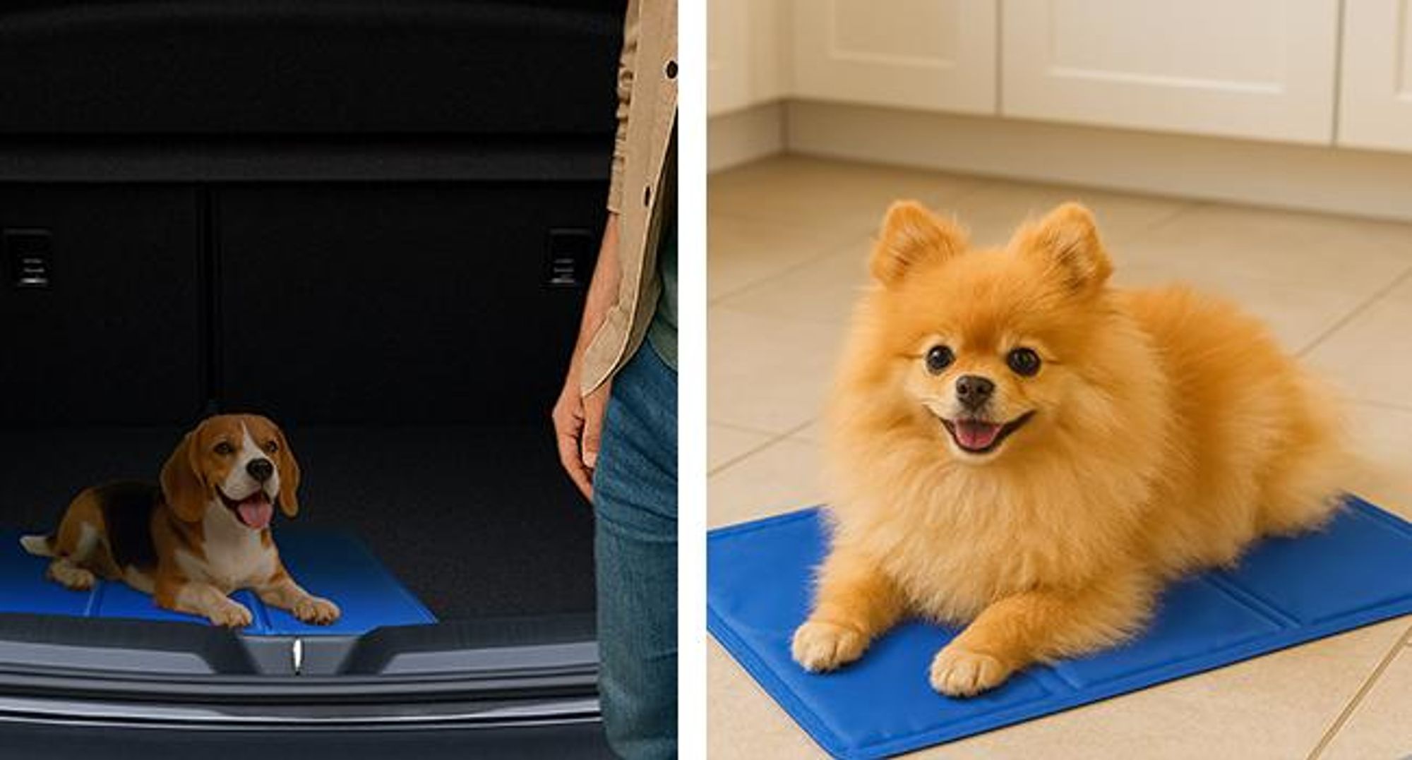 KRUMAD Kühlmatte für Hunde 90x50 cm – selbstkühlende Gelmatte ohne Strom, faltbar, ungiftig, wasserdicht, für Sommer & Reisen