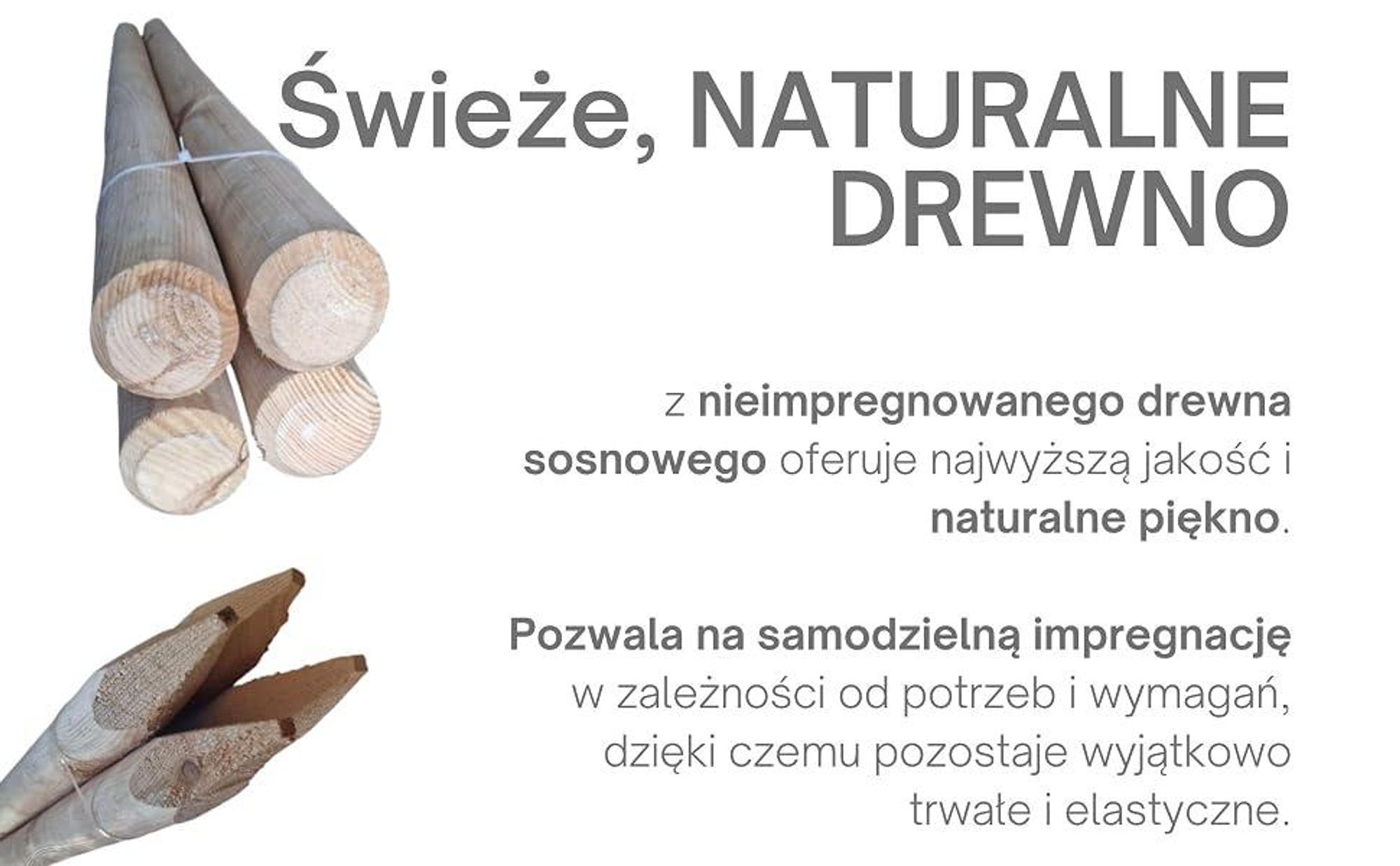 TIMBERMIK Palisada Drewniana Ø6 cm 140 cm 4 szt. Paliki Sosnowe do Drzew i Ogrodu Nieimpregnowane
