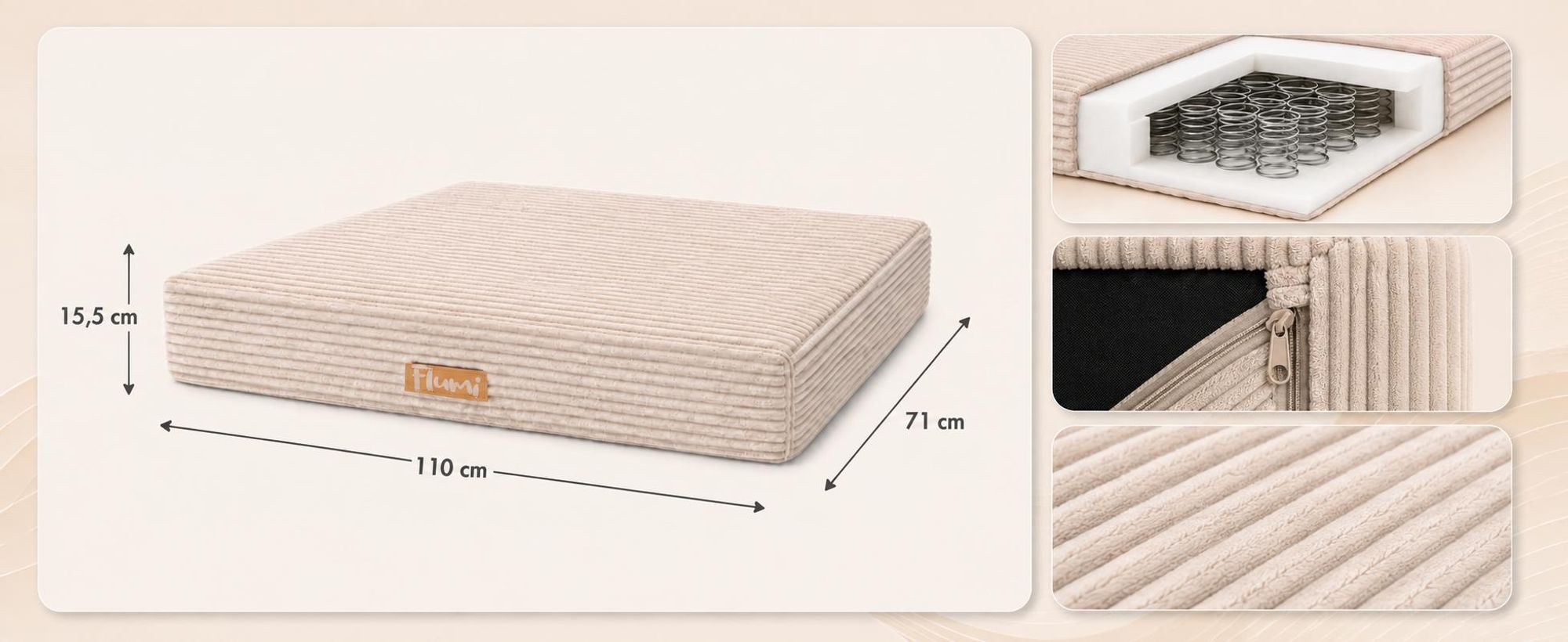 Flumi Kindertrampolin Hüpfmatte Indoor mit Cordbezug, 110x70 cm