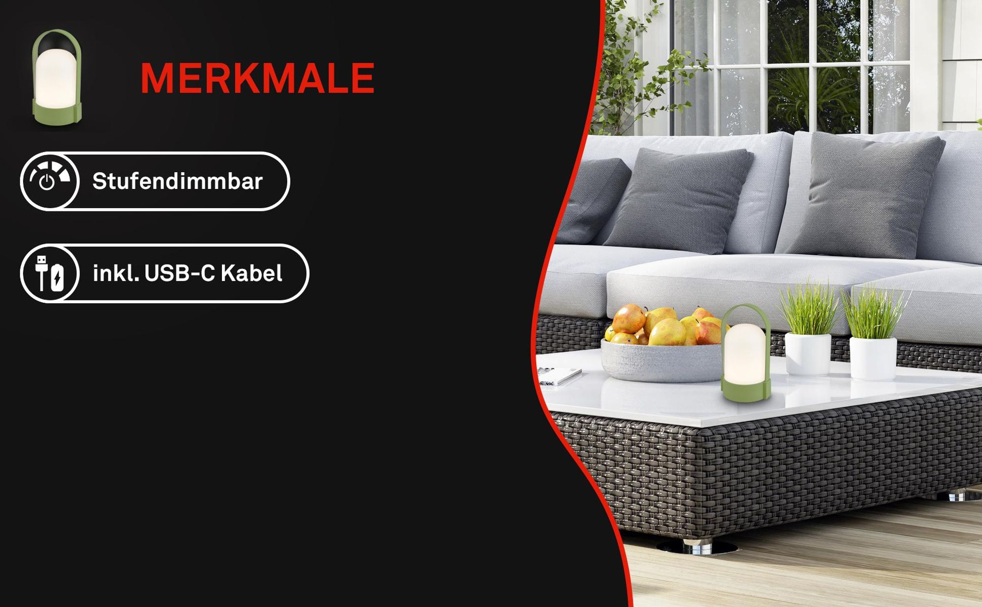 LED Tischlampe Akku LED Tischleuchte Dimmbar Kabellos Touch Terrasse Warmweiß