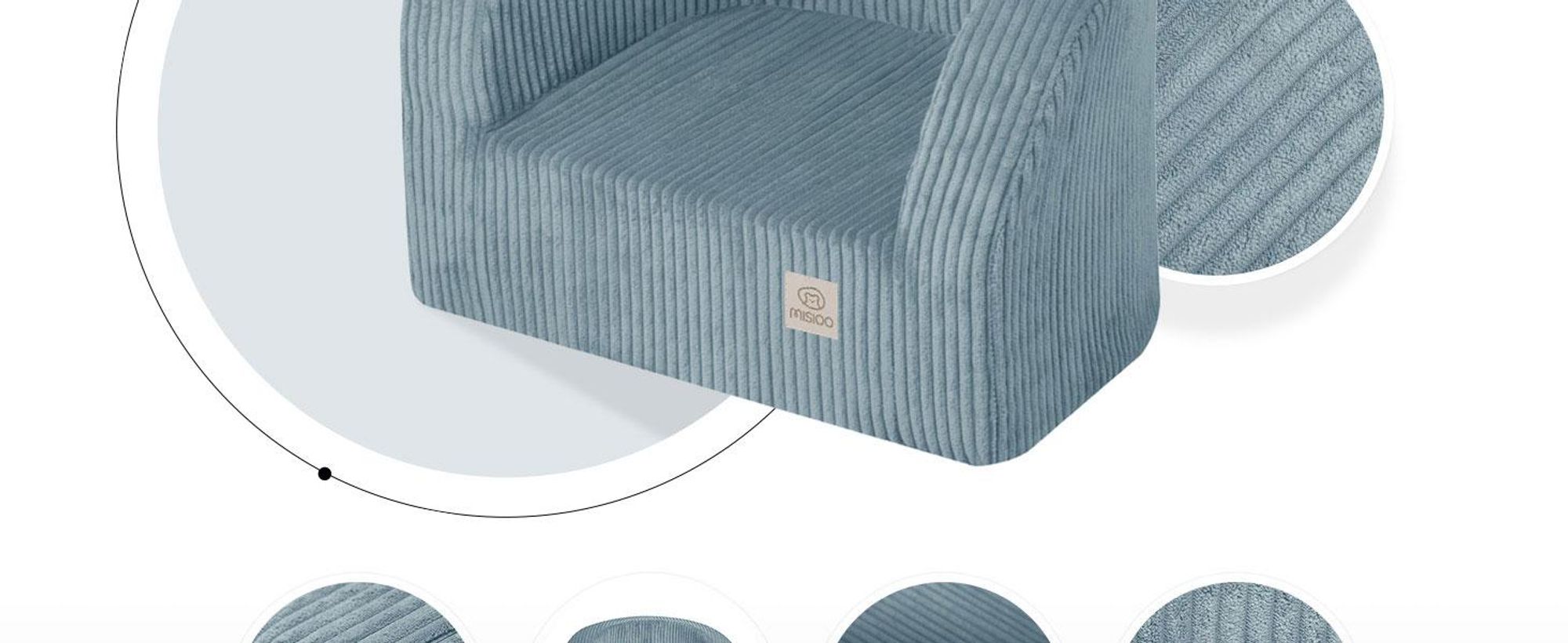 MISIOO Dětské křeslo od 1 roku - Dětské křeslo Corduroy Premium - stabilní a měkké - ergonomicky polstrované - 40x53x36 cm