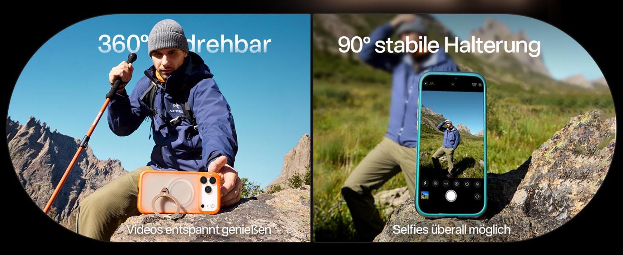 TORRAS Ostand Q3 Air für iPhone 17 Pro Hülle mit echtem Airbags Doppelter Schutz (360° Magnetischer Robust Ständer) Matt Handyhülle Blau
