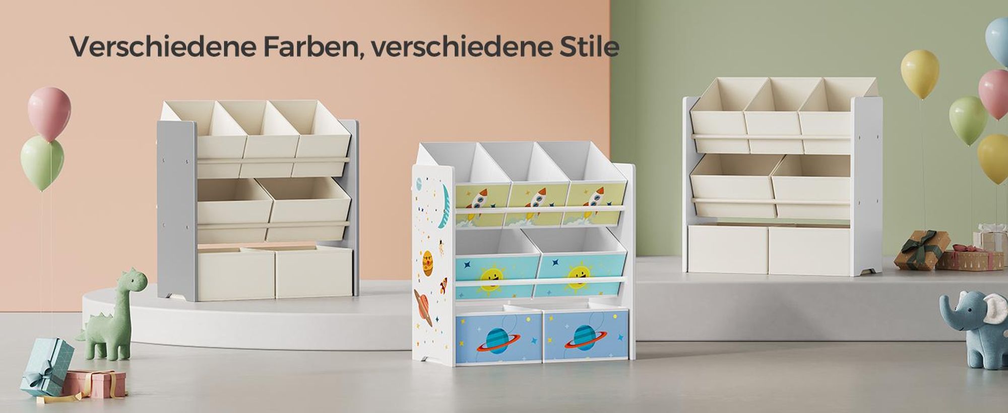 SONGMICS Kinderregal, Spielzeugregal, Bücherregal Kinder, mit 7 Aufbewahrungsboxen aus Vliesstoff, Kinderzimmer-Regal, geräumig, 29,5 x 62,5 x 60 cm,