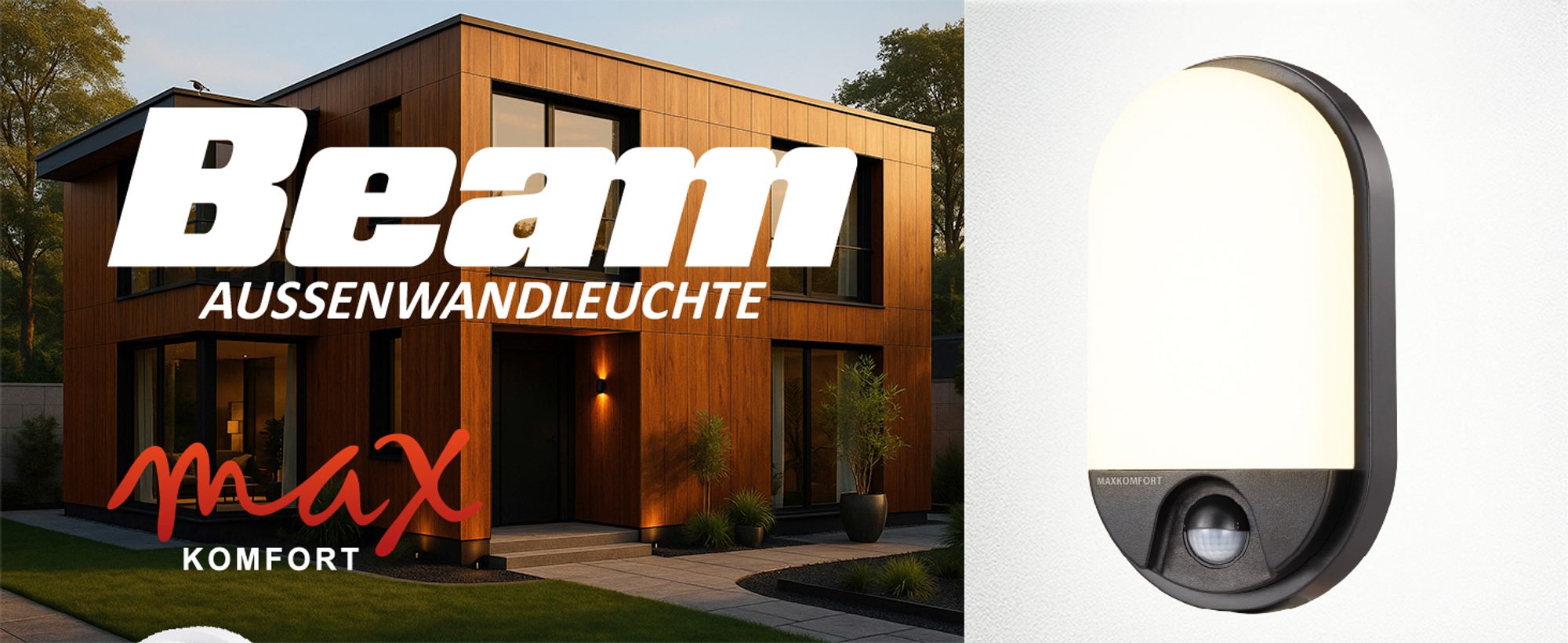 LED Aussenleuchten Bewegungsmelder Wand-leuchte Wandlampe Flurleuchte Fluter 15W schwarz modern IP54 BEAM