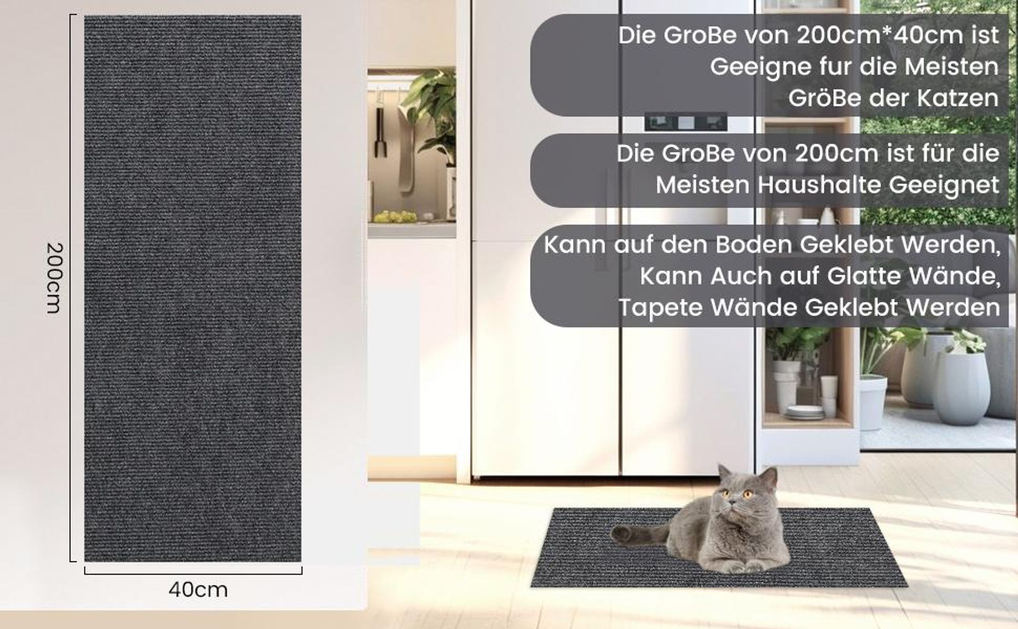 Katze Kratzschutz Matte, Kratzmatte, Kratzbrett Katze, Kratzschutz Sofa Katze, Katzenkratzmatte, DIY Selbstklebend, für Wände, Sofas, Böden