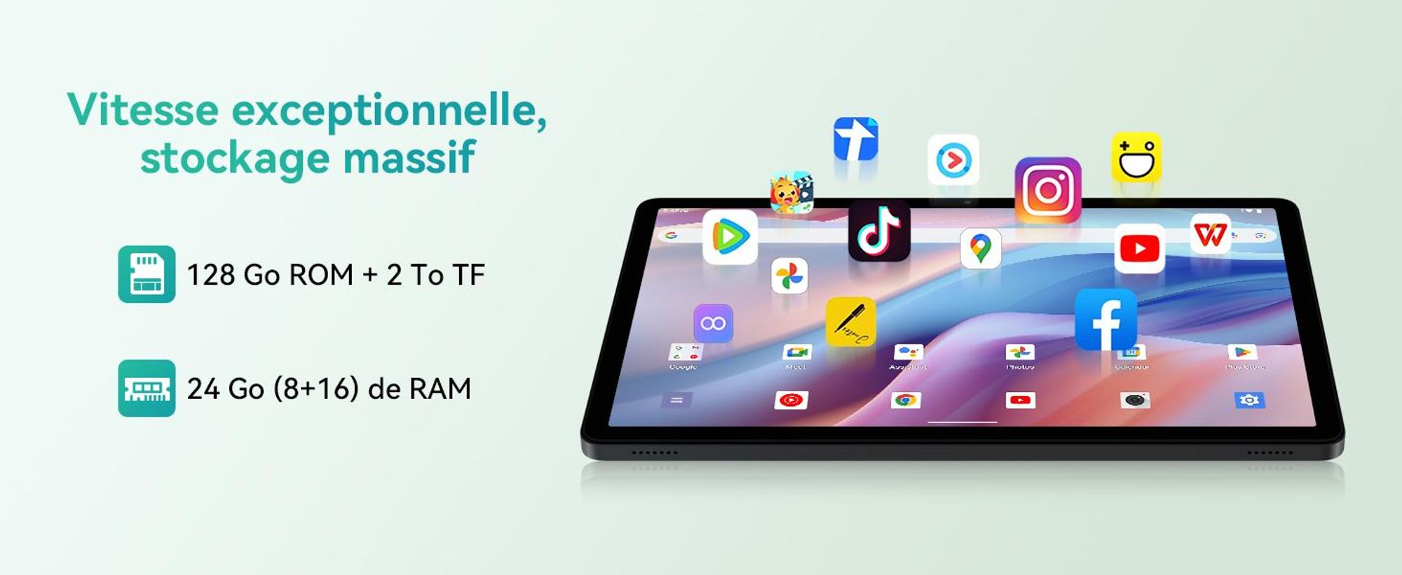 KINGRID T90 Tablet 11 pouces, Android 16,24GB(8+16)RAM+128GB ROM(2TB TF), 5G WiFi, stylet/souris/clavier, 8000mAh, 16MP+8MP, Widevine L1, Gemini AI Tablet