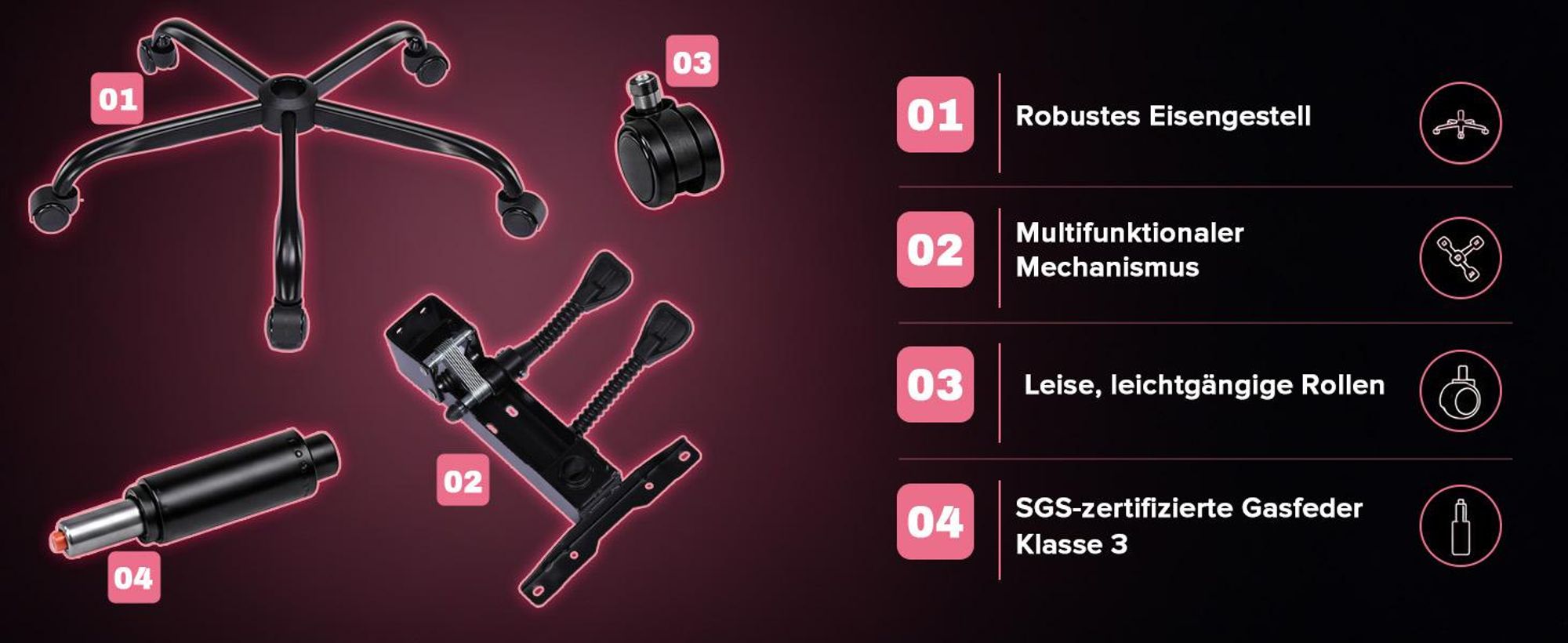 GTPLAYER Gaming Stuhl Bürostuhl Gaming Sessel mit Fußstütze, Ergonomischer Gamer Stuhl mit Verbundenen Armlehnen, Höhenverstellbaren Schreibtischstuhl