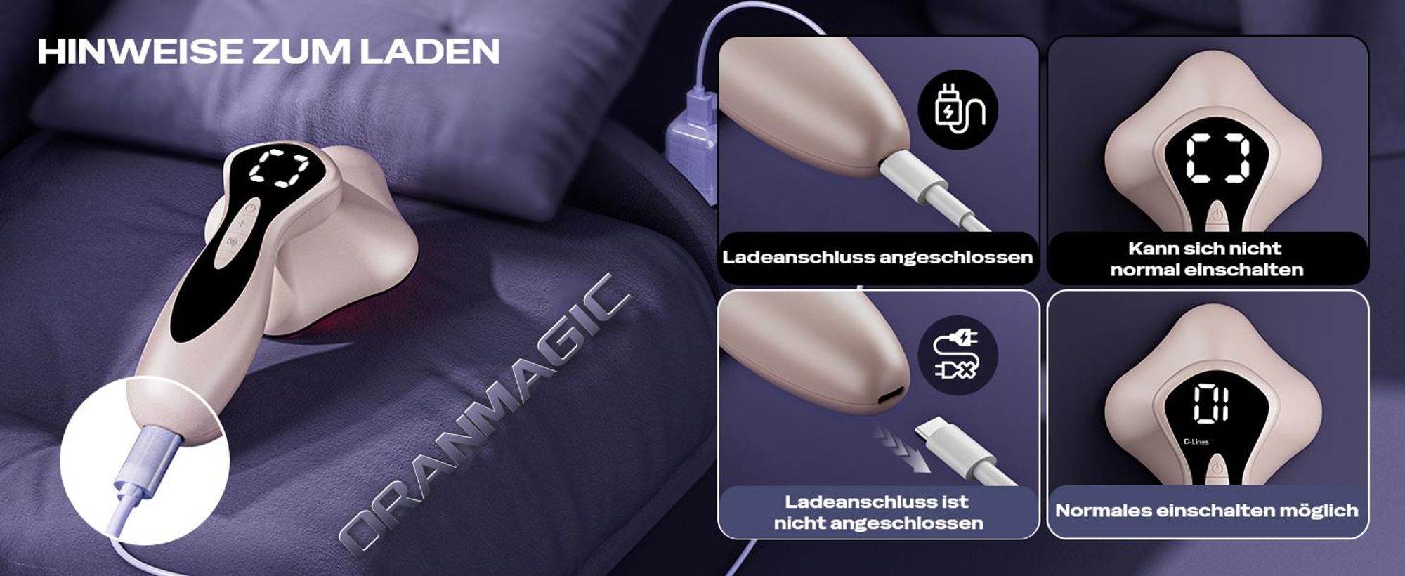 Anti-Cellulite Massager Elektrisch, Hand-Massagegerät gegen Lipödem, Klinisch Erwiesen, mit 6 Massageköpfen, für Bauch, Taille, Arme & Beine (Roségold