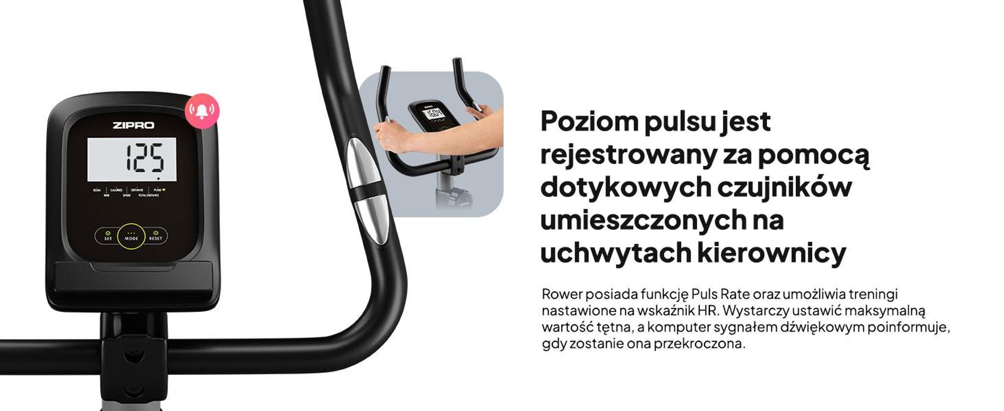 Rower treningowy Zipro Drift – magnetyczny rower fitness  z masą obrotową 6 kg Cichy rower treningowy do użytku domowego Kompaktowy, z pomiarem tętna  Uchwyt na tablet