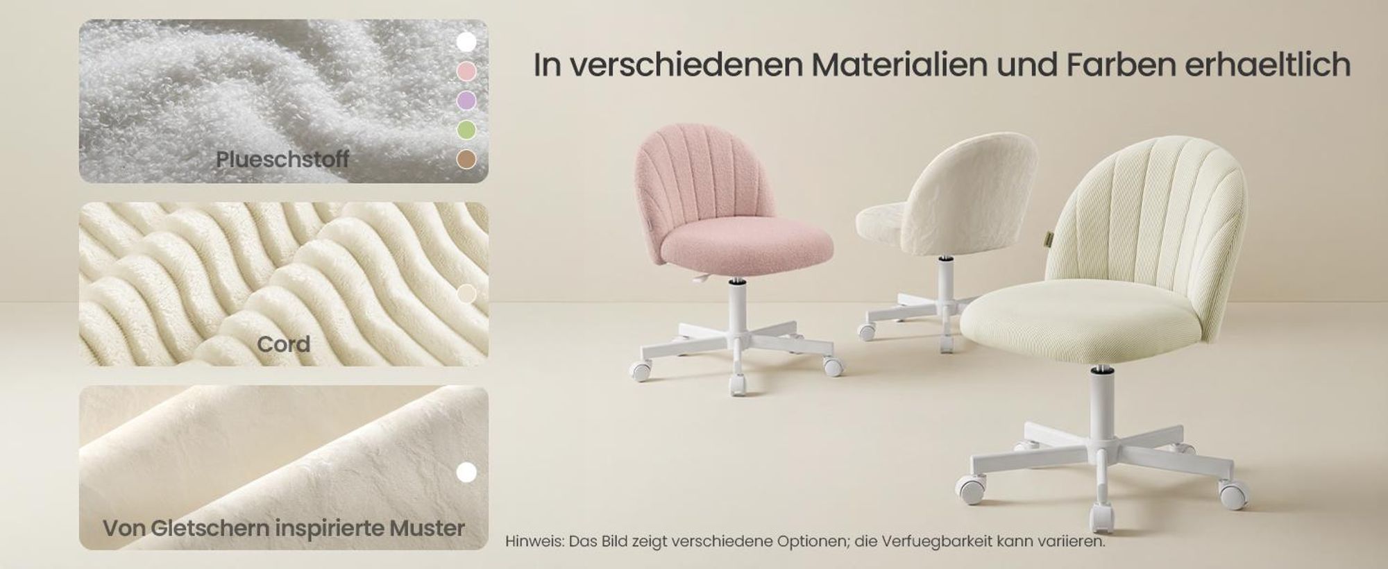 SONGMICS Schminkstuhl, Bürostuhl, Kunstleder-Oberfläche, höhenverstellbar, kompaktes Design, weiß