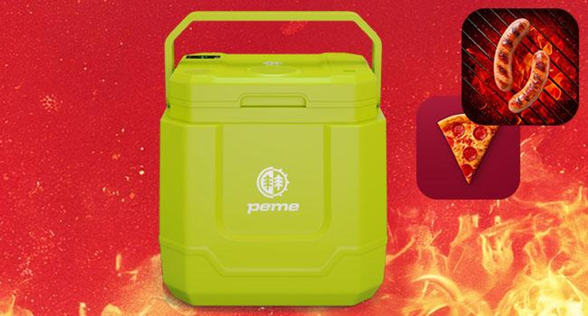 Peme Elektrische Kühlbox Trip Neon - Auto Camping Kühlschrank Bluetooth Lautsprecher leise Wärmebox Minikühlschrank Reise PKW LKW Zelt USB Car fridge