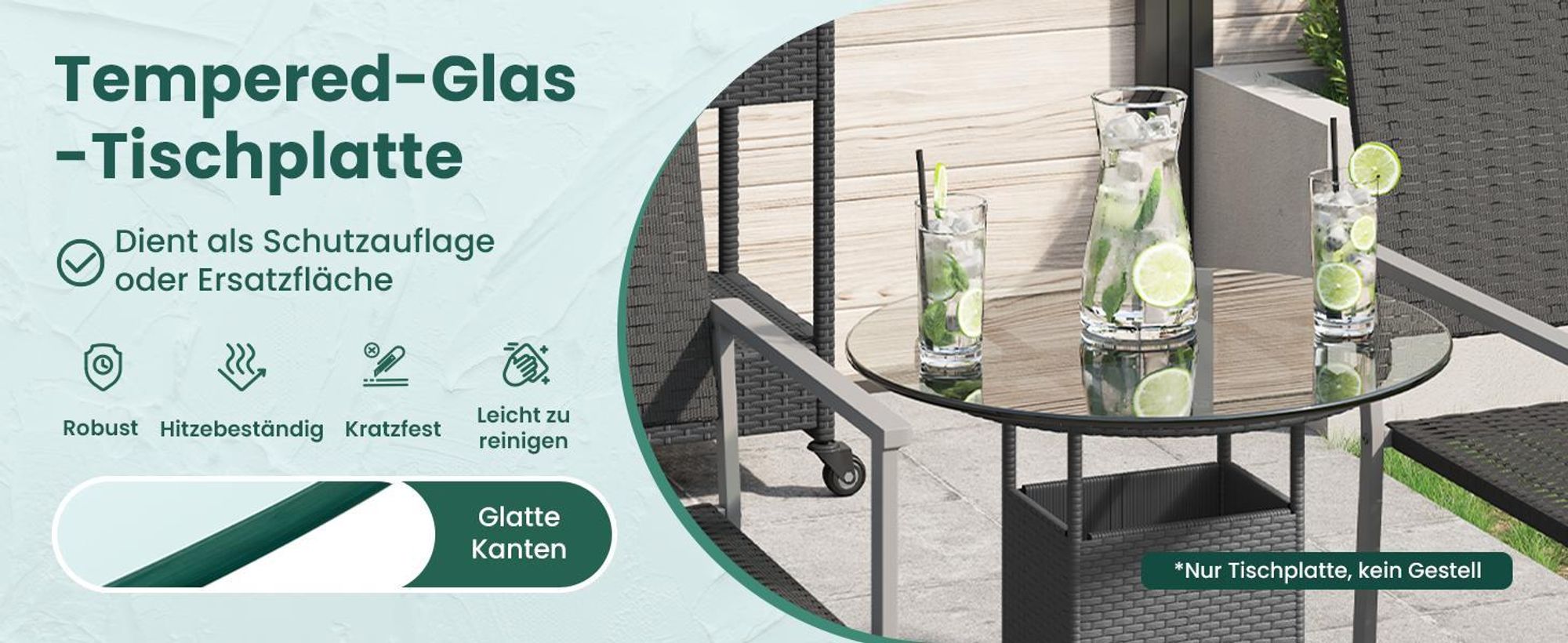 vidaXL Tischplatte aus gehärtetem Glas rund 500 mm