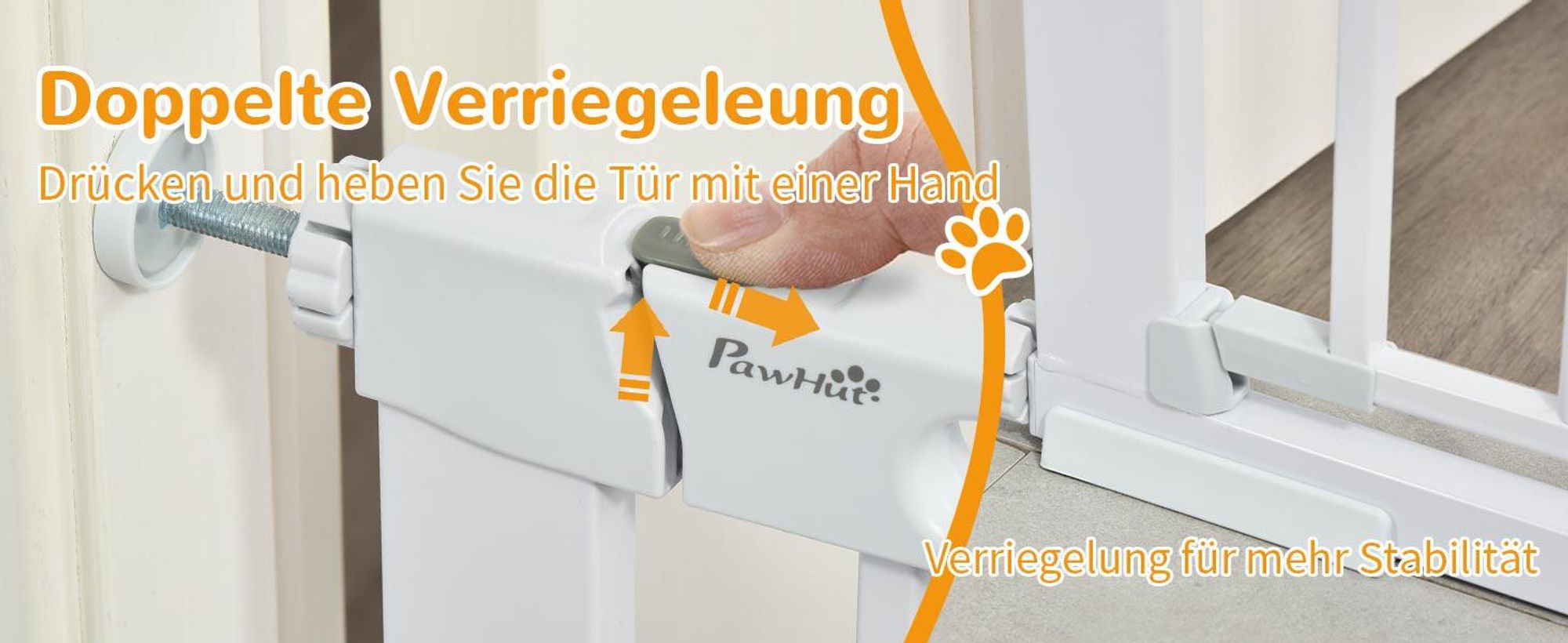 PawHut Hunde Absperrgitter Schutzgitter Türschutzgitter Stahl Weiß