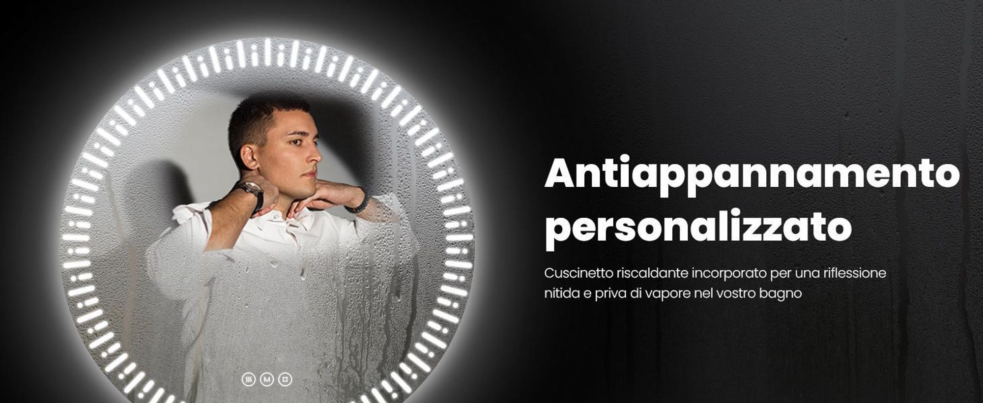 EMKE specchio da bagno con illuminazione Specchio LED 50 cm con antiappannamento, dimmerabile 3 colori di luce specchio da bagno rotondo specchio da parete con interruttore a sfioramento