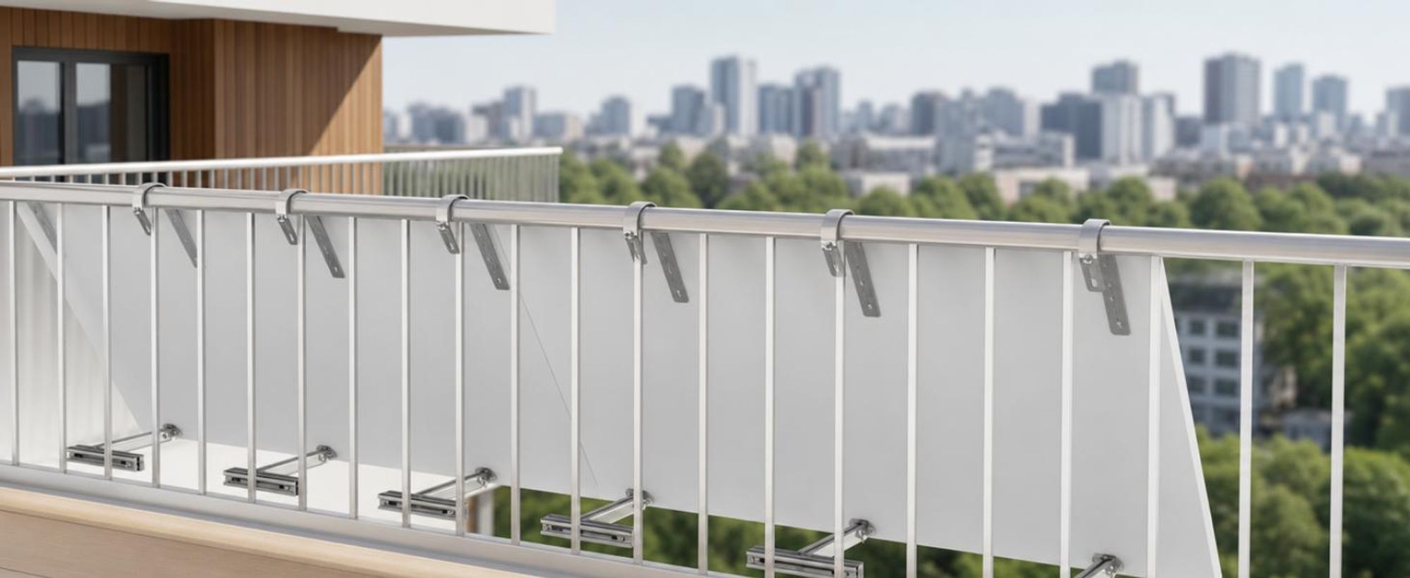 4x Balkonkraftwerk Halterung ECKIG│Balkon Geländer Halterung für alle Solarpanel Arten│Solarmodul Halterung aus robustem Aluminium für Eckige Geländer