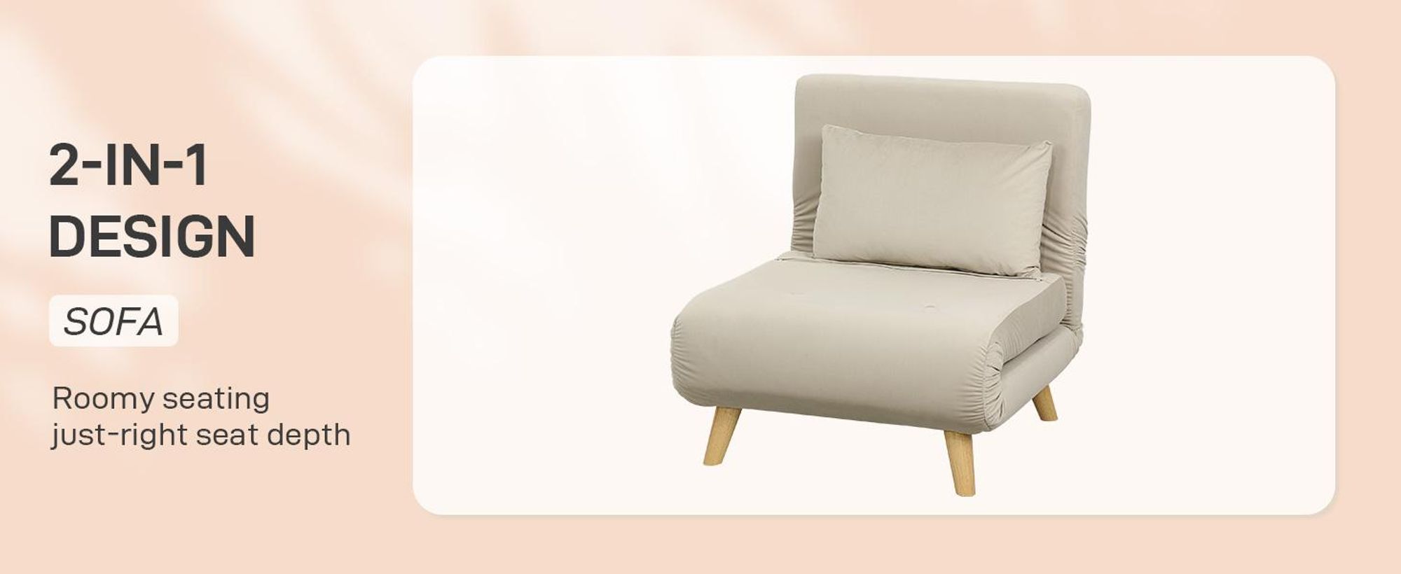 HOMCOM 3 w 1 rozkładana sofa z funkcją spania, regulowana poduszka oparcia, łóżko gościnne w lnianym wyglądzie, krzesło relaksacyjne, składane krzesło do salonu, sypialni, 72 x 78 x 79 cm, beżowe
