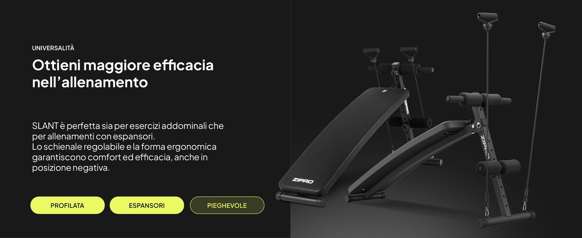 Zipro Panca inclinata Slant – Panca pettorale pieghevole con espansori Panca da allenamento regolabile per la casa Panca negativa per addominali Resistente