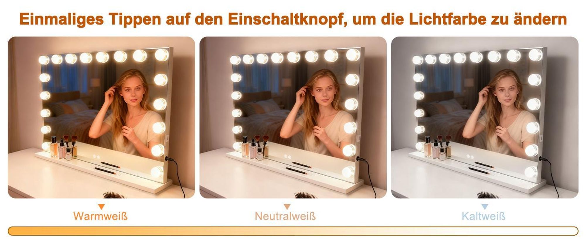 ZMH Schminkspiegel mit Beleuchtung 60X80CM Bluetooth 18 LED Großer Schminktischspiegel Licht Musik Vanity Mirror 3 Modi Tischspiegel Touch Dimmbar
