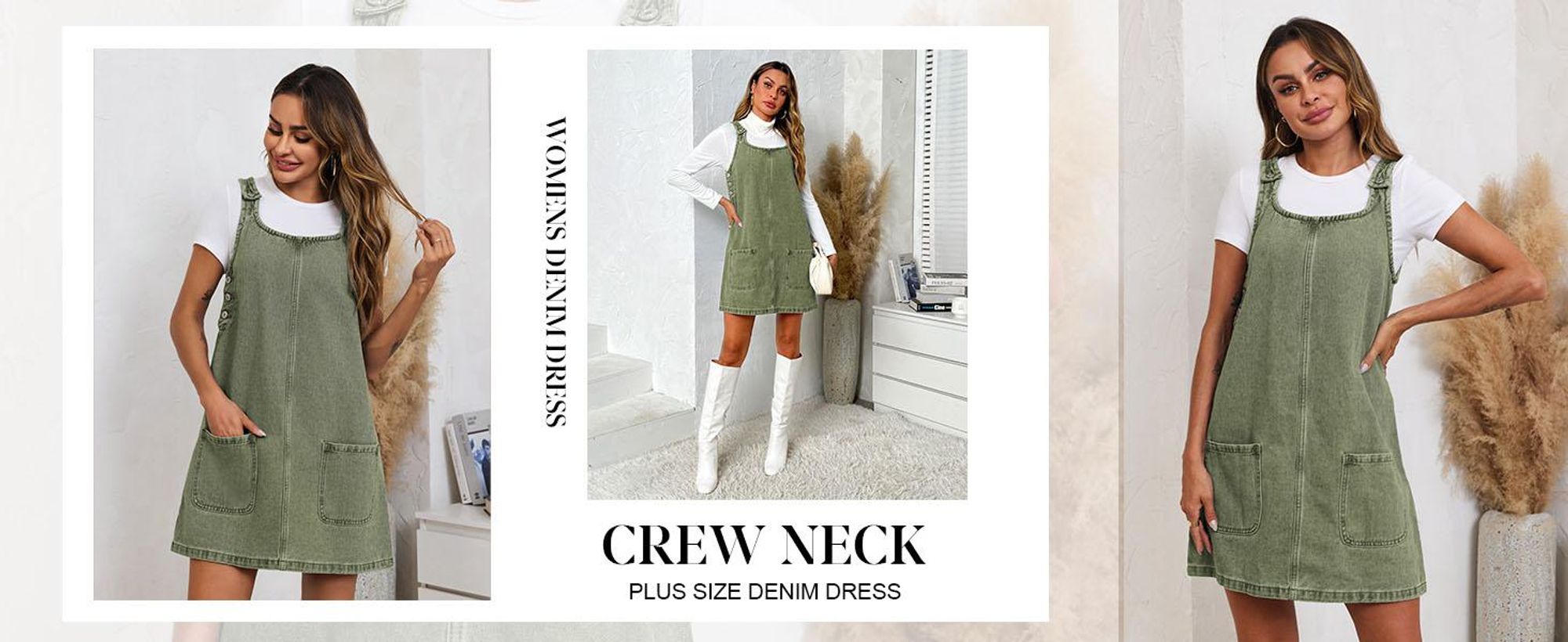 Ärmelloses Damen-Jeanskleid – Lässiges Vintage-Overall-Kleid aus Denim mit Rundhalsausschnitt, lockerer Passform und Taschen
