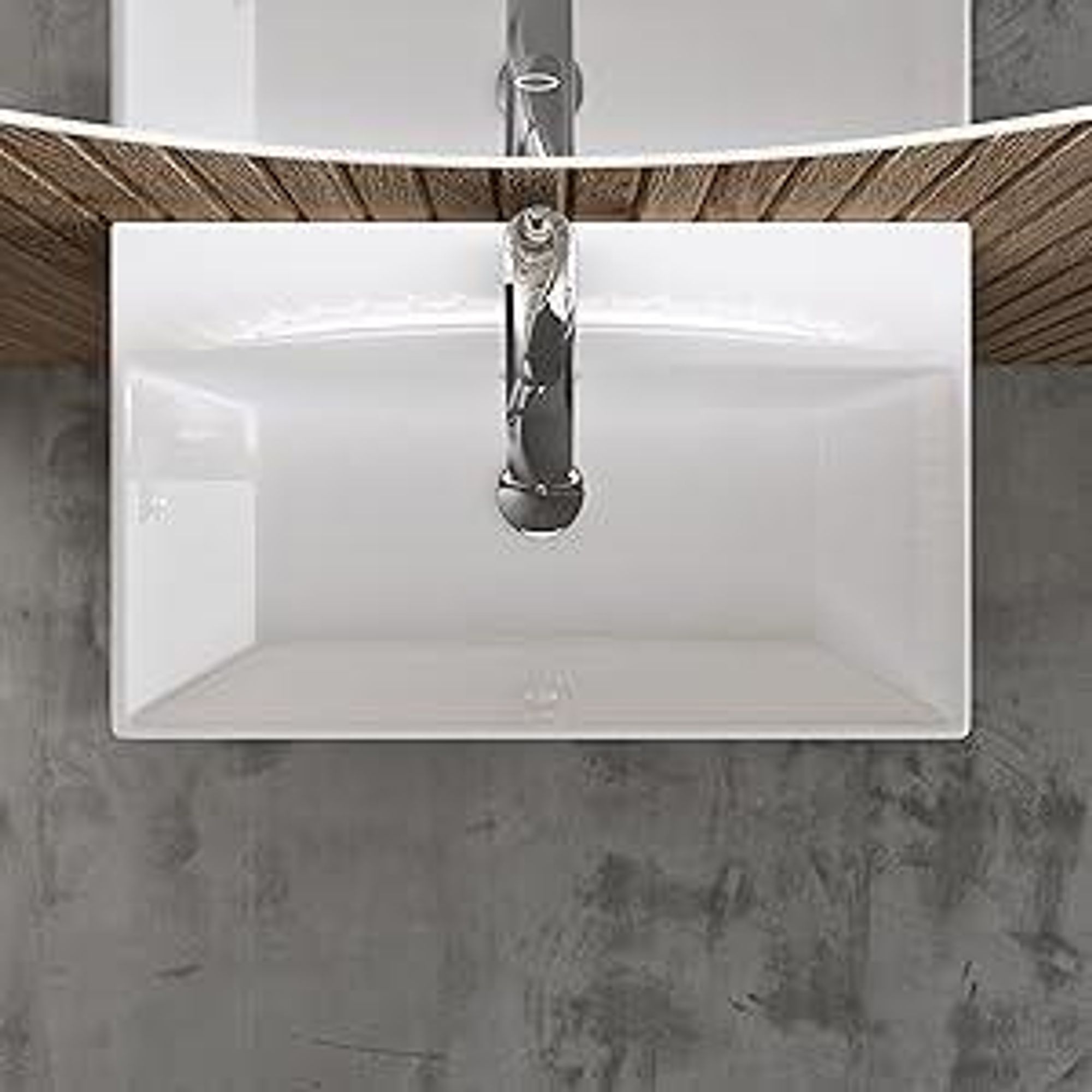 doporro Lavabo Bagno in Ceramica Bianco Lucido 41 cm – Lavabo Sospeso o da Appoggio Piccolo con Foro Rubinetto e Troppopieno, Brüssel206