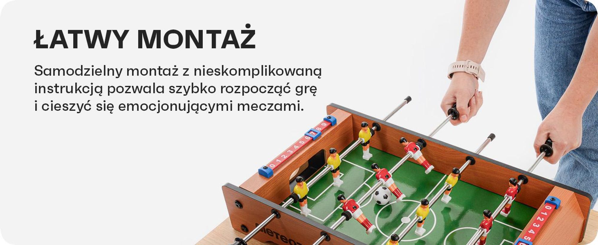 Stół do piłkarzyków Meteor Derby, mini piłkarzyki 51x31x9 cm