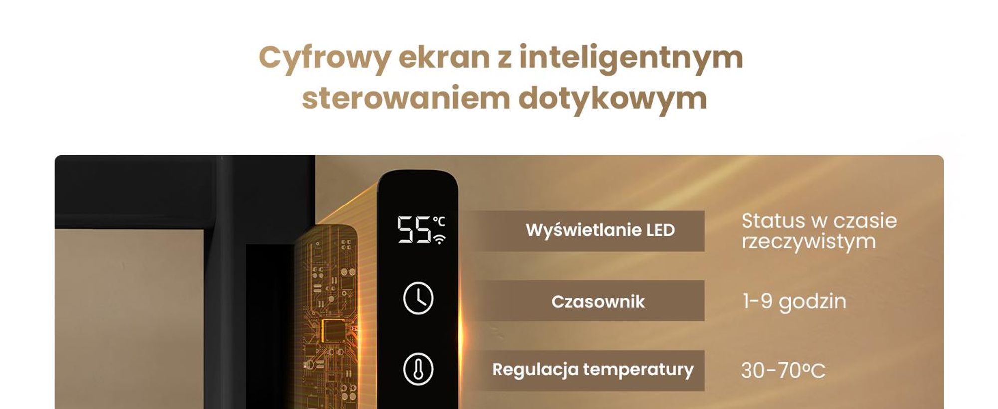 EMKE Grzejnik łazienkowy elektryczny 500x500 mm, 140W, dwurzędowy, płaskie rurki, półka i haki, WiFi Tuya Alexa, czarny mat