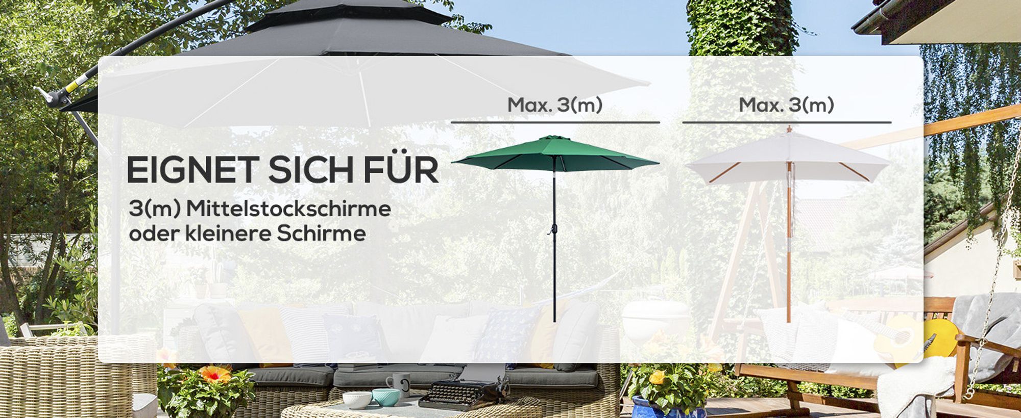 Outsunny Sonnenschirmständer Schirmständer Schirmfuß Marmor + Edelstahlrohr 28kg