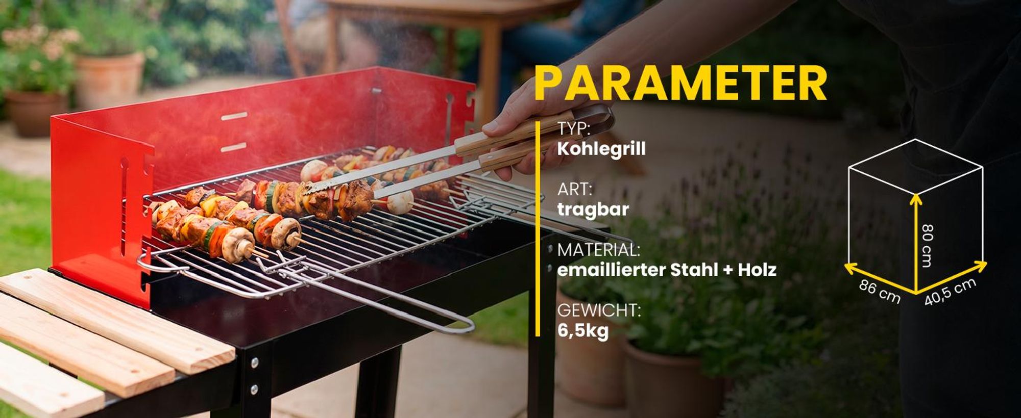 Holkohlegrill Grillwagen mit Regalen und Rädern