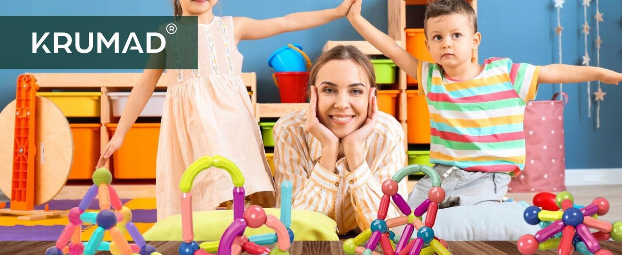 KRUMAD Magnetische Bauklötze 120 Teile - Kreatives Lernspielzeug für Kinder, große Bausteine