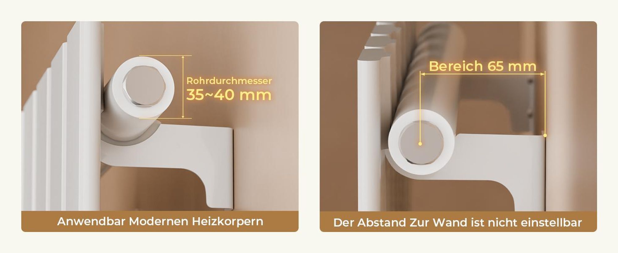S'AFIELINA Heizkörper Halterung 48 × 88mm Montagematerial Befestigung Satz Montage Set Aufhängung Halter Halterung für Paneel-/Flachheizkörper 1 Stück