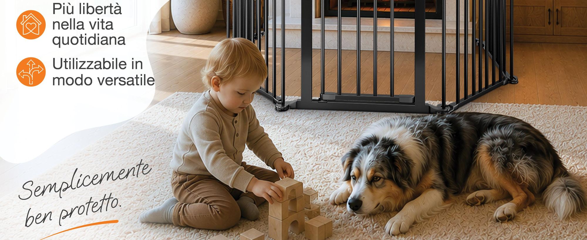 Griglia di protezione per camini ELONEO, alta 75 cm, griglia di sicurezza in metallo con chiusura di sicurezza, protezione per bambini, barriera per scale, porta scorrevole, recinto per cani
