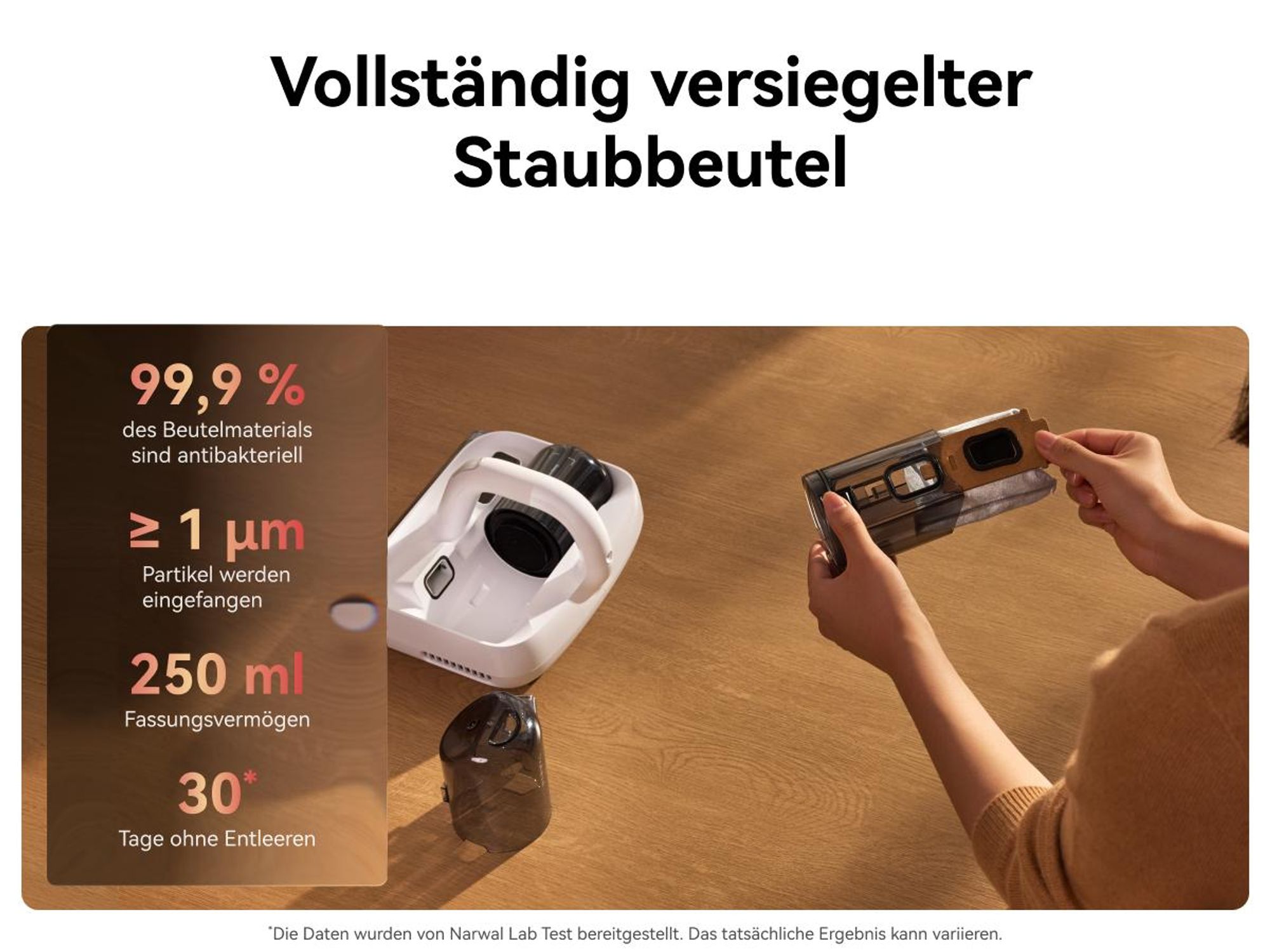 NARWAL U50 Pro Akku-Matratzenstaubsauger, 16 kPa, 58 °C, 65.000 Schläge/min, 1,65 kg, UV-C