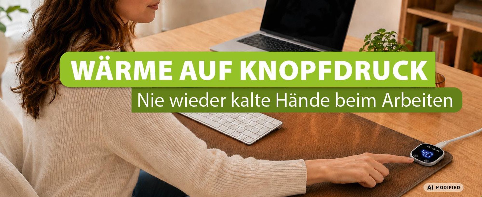Schreibtischunterlage Mauspad beheizt 60x36cm 4 Heizstufen Abschaltautomatik Schreibtischauflage Schreibtisch Auflage Unterlage