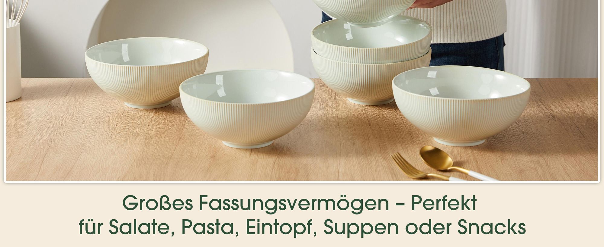 Schüssel Set 6er Ø20 cm Keramik Suppenschüssel Suppenschalen Salatschüssel Müslischalen Suppenteller 6personen mikrowellenfest spülmaschinenfest