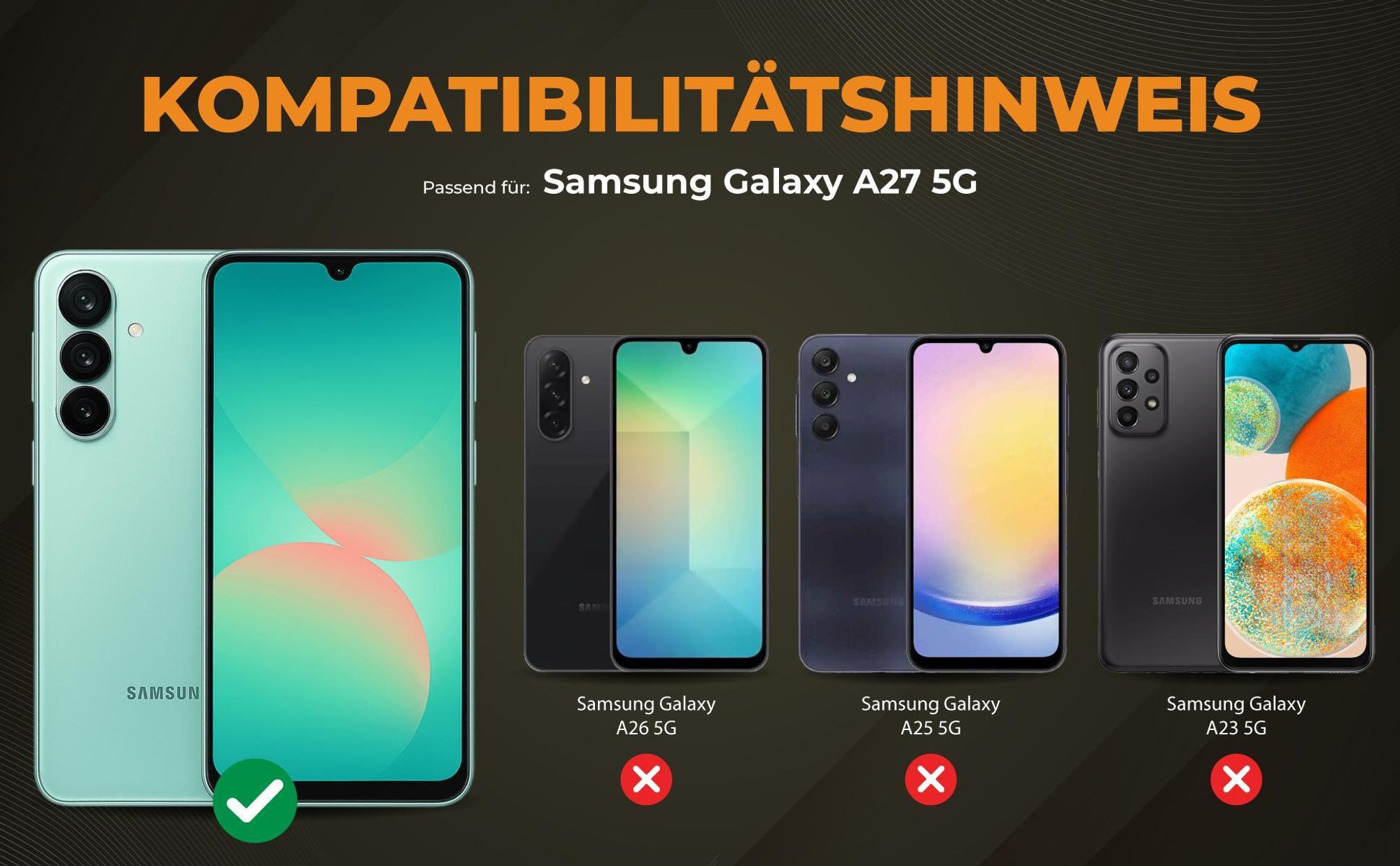 Kompatibilitätshinweise Hülle für Samsung Galaxy A27 5G