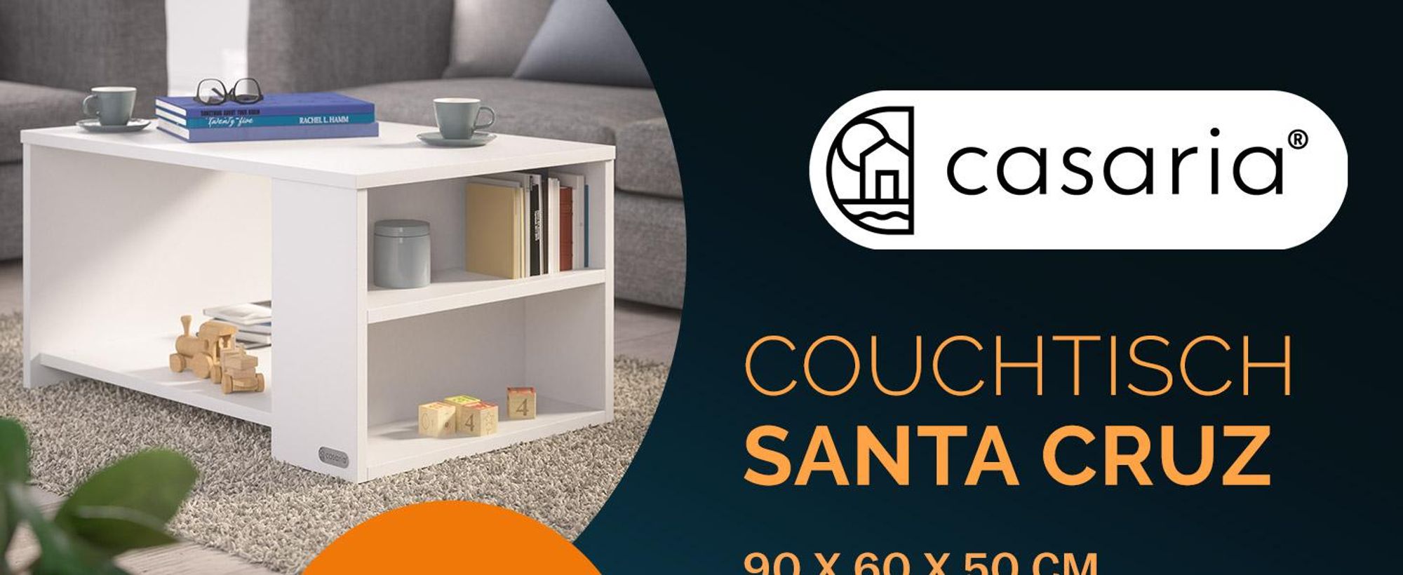 CASARIA Couchtisch mit Stauraum Weiß