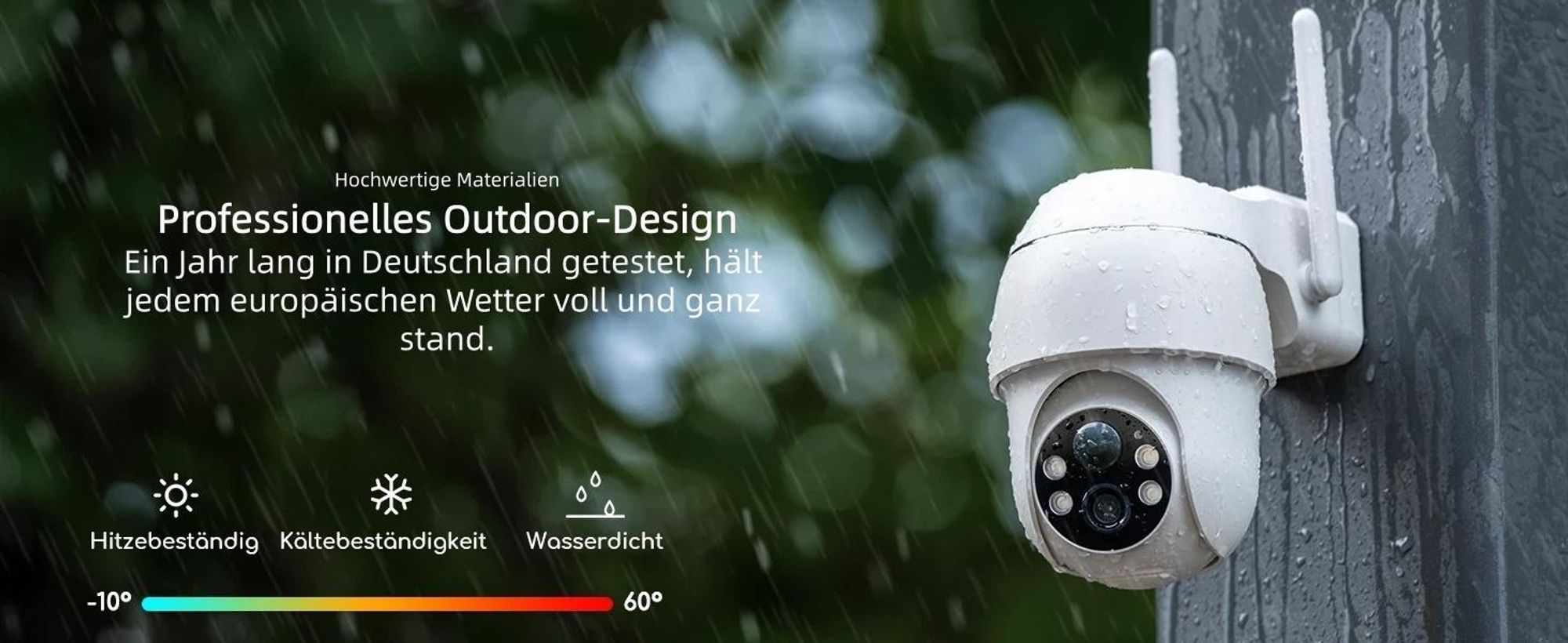 2K Überwachungskamera Aussen Akku 355°/90° Schwenkbar Kabellose WLAN IP Kamera Outdoor mit Nachtsicht in Farbe Personen-/Bewegungserkennung