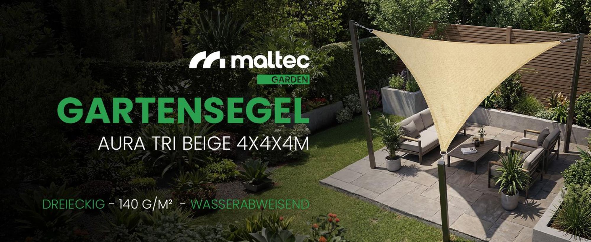Sonnensegel dreieckig Wasserdicht Beige 4x4x4m fur Balkon Terrasse Patio