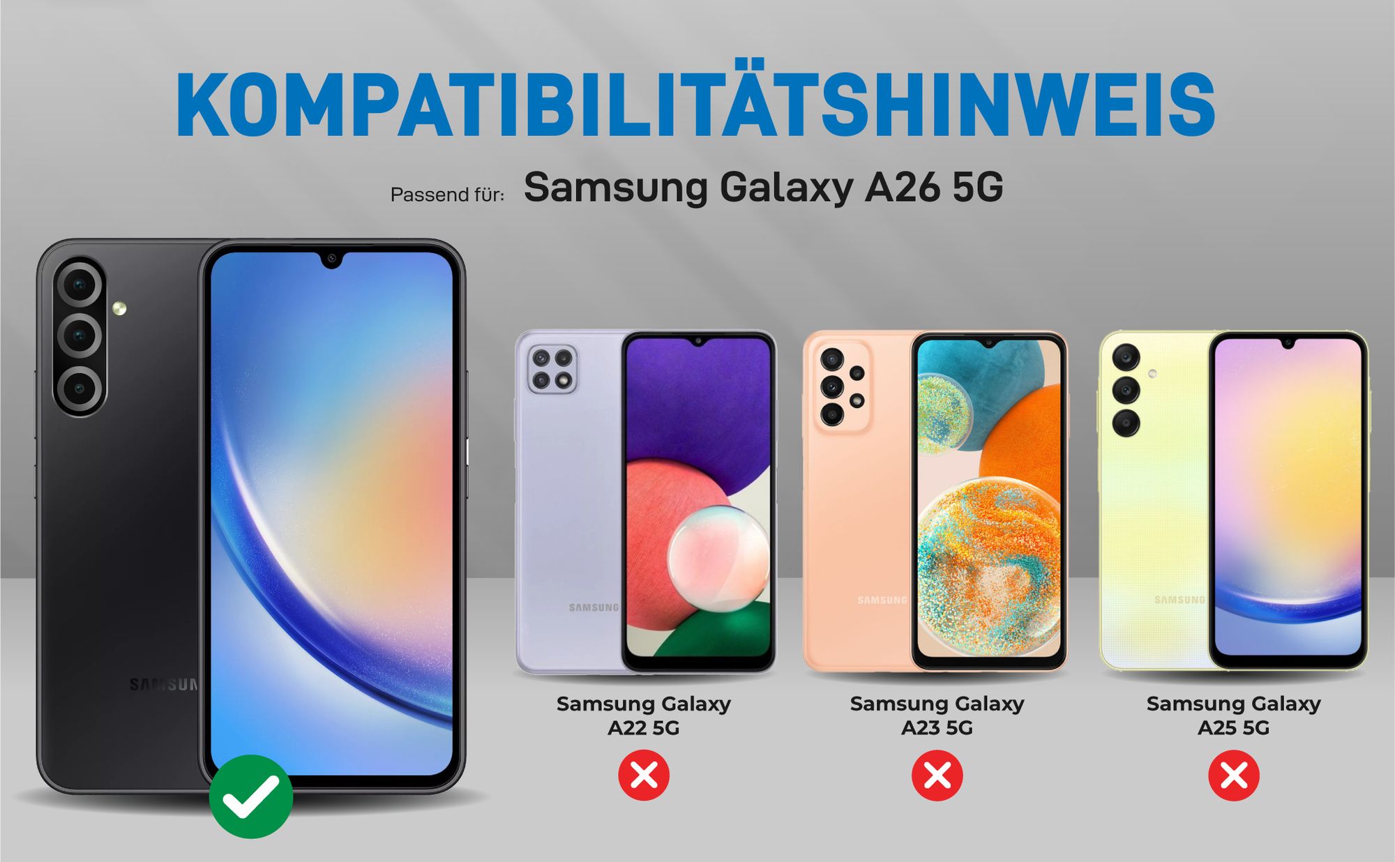 Kompatibilitätshinweise Hülle für Samsung Galaxy A26 5G