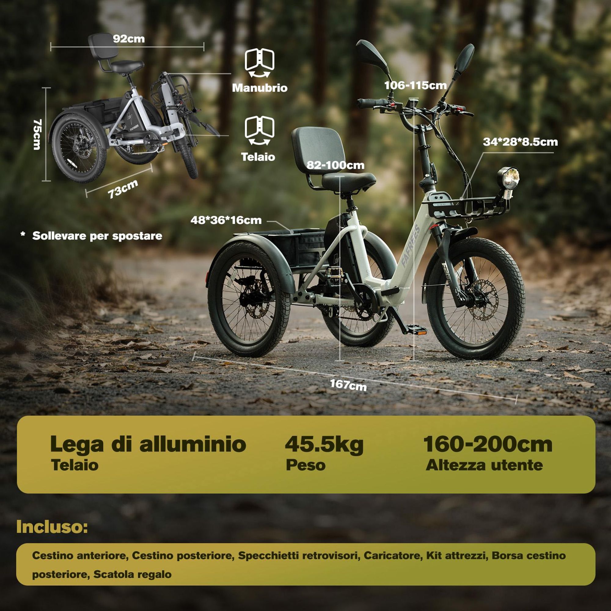 FAFREES F20 Mate II Bicicletta elettrica - Motore 250W Batteria 48V21AH 20" Pneumatici Freno a disco idraulico - Grigio blu