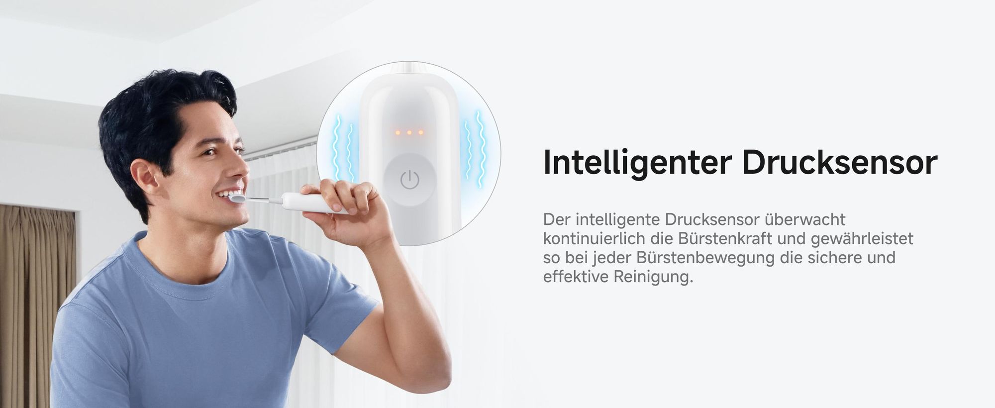 Laifen Wave Pro Elektrische Schallzahnbürste mit App, Drucksensor, 70 Tage Akku, kabelloses Laden und intel-Weiß