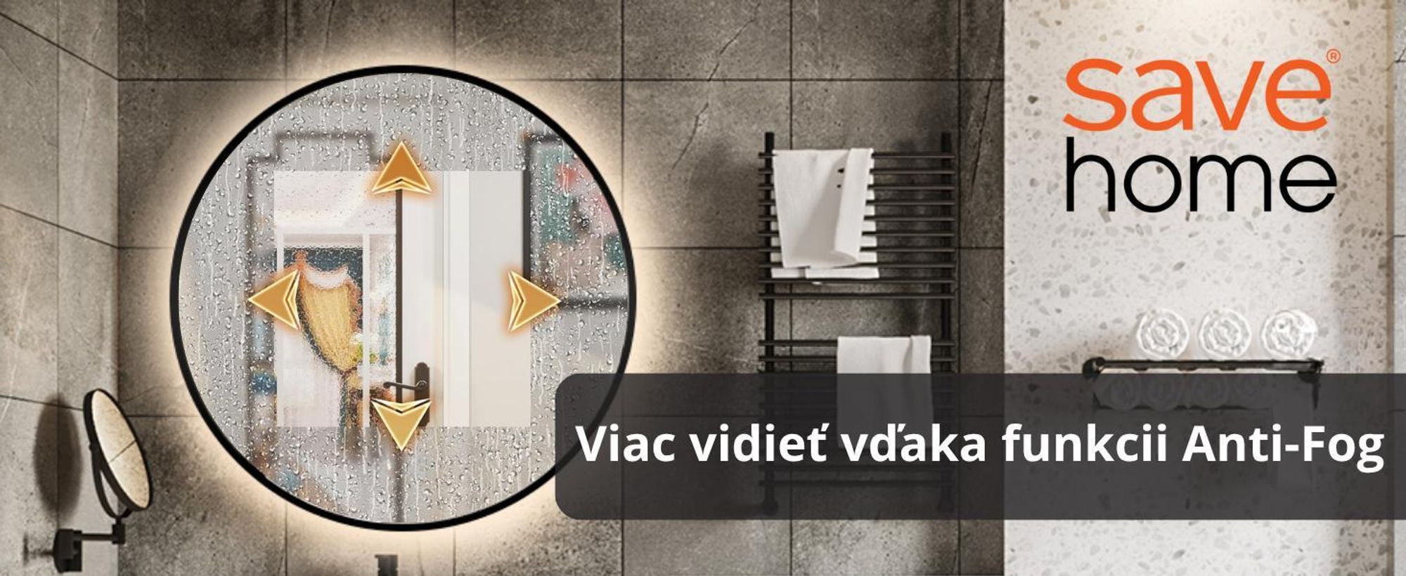 Kúpeľňové zrkadlo okrúhle s rámom - stmievateľné - nástenné zrkadlo - 80 cm - bez zahmlievania stmievateľné 3 v 1 studená biela neutrálna teplá biela