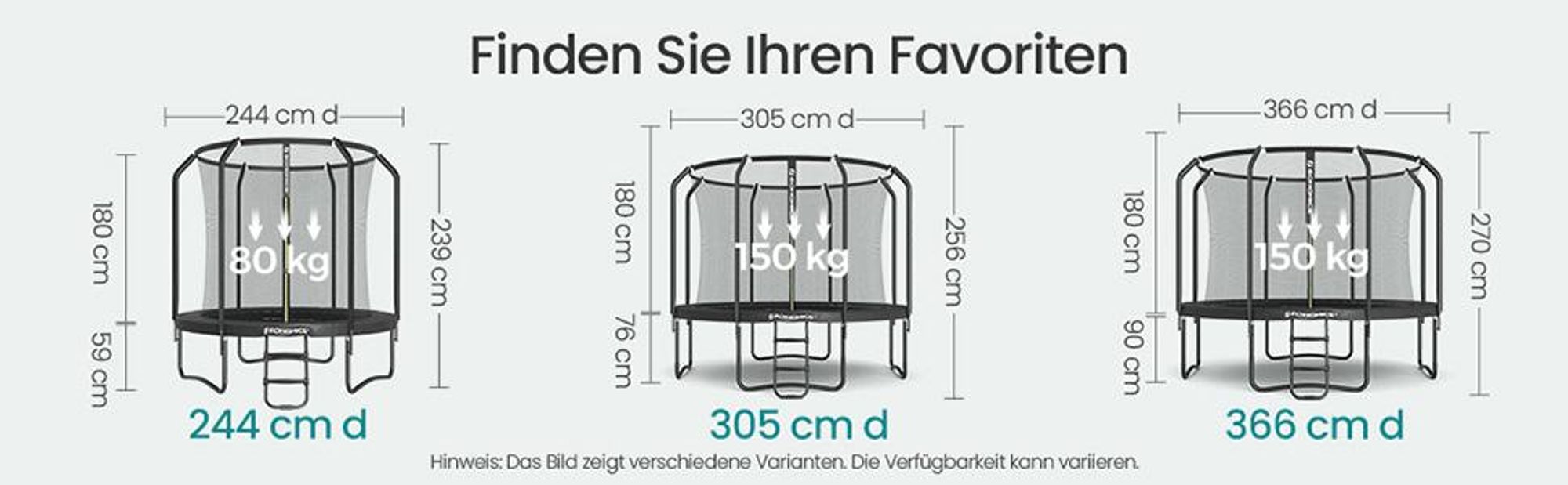 SONGMICS Trampolin 305 cm d, Gartentrampolin für Kinder mit Sicherheitsnetz, Randabdeckung, Leiter, schwarz