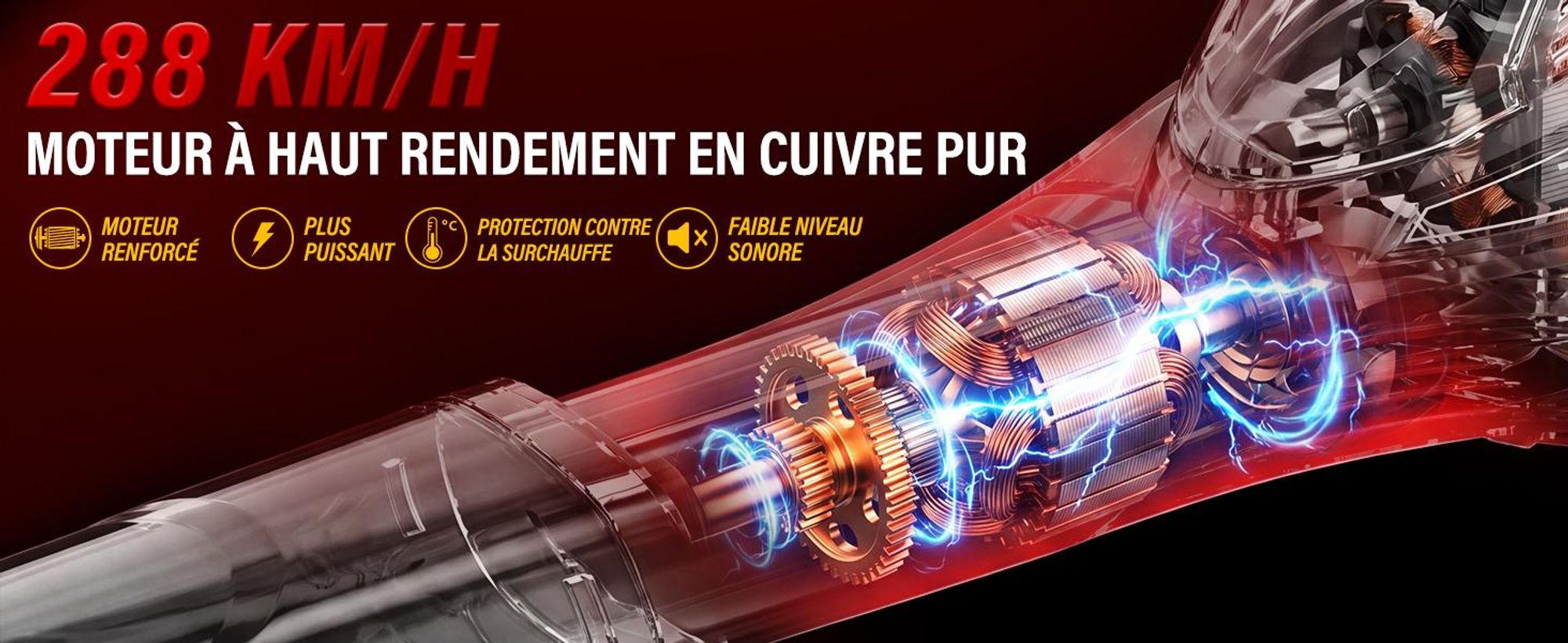 TEENO Souffleur de Feuilles sans Fil 20V - 80 m/s (288 km/h) Haute Vitesse, Batterie 3.0Ah Incluse, Léger 2.45 kg, Poignée Antidérapante pour Jardin