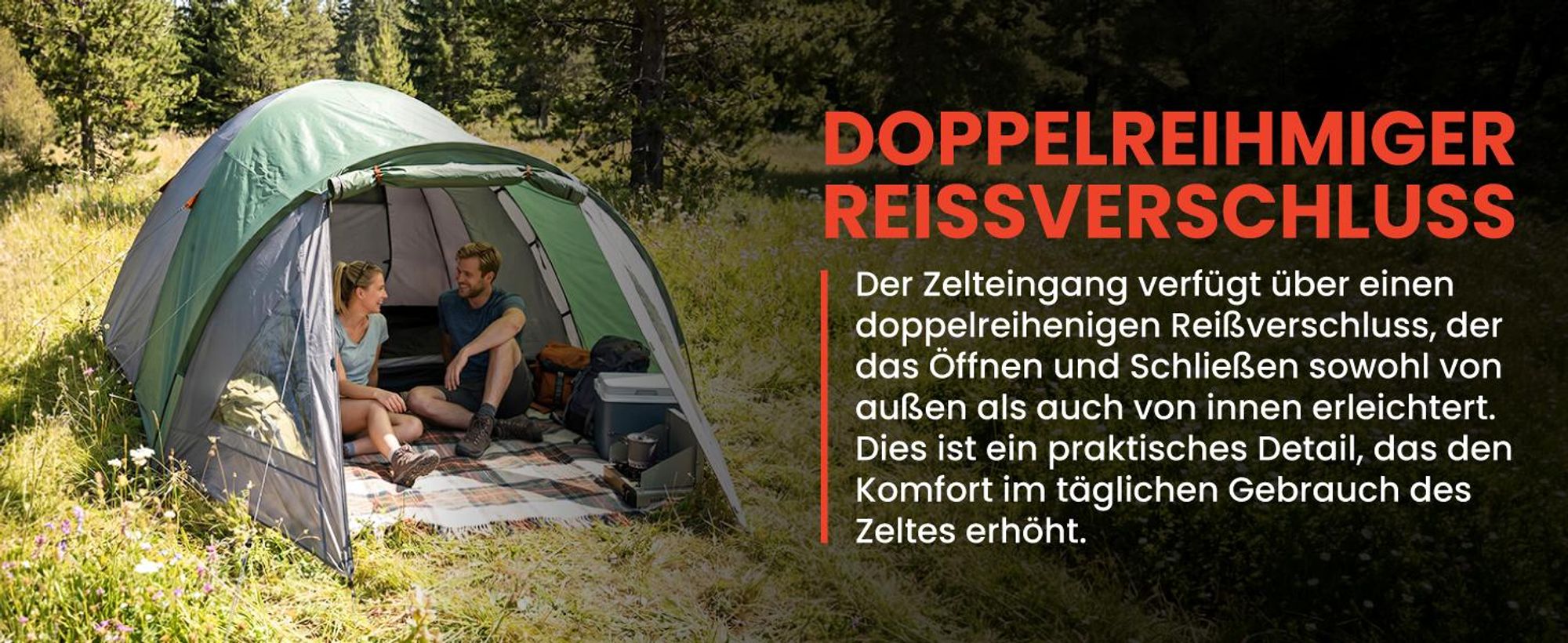 Campingzelt für 4 Personen Familienzelt mit Vorraum Moskitonetz 440x250x150 cm
