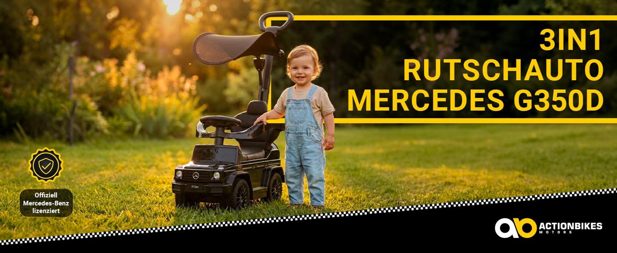 Actionbikes Motors Mercedes Benz G350d Rutschauto | 3in1 Kinderschieber - Lauflernwagen - Kinderauto - Schiebefahrzeug mit Sonnendach - ab 1 Jahr