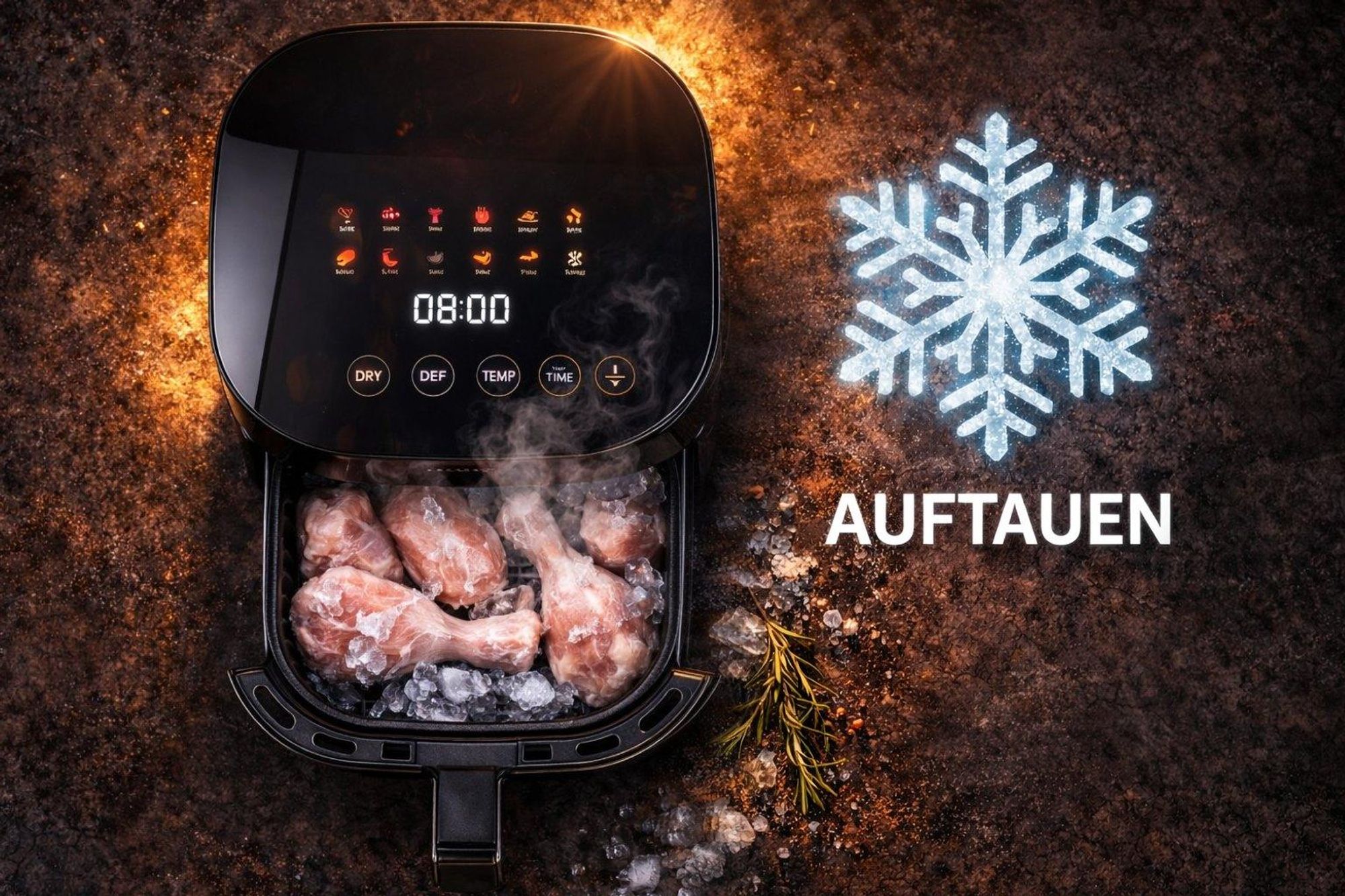 Fettfreie Fritteuse 2000W 2 Heizungen 6L Heissluftfritteuse Trocknungsfunktion Kalorik Sichtfenster Air Fryer