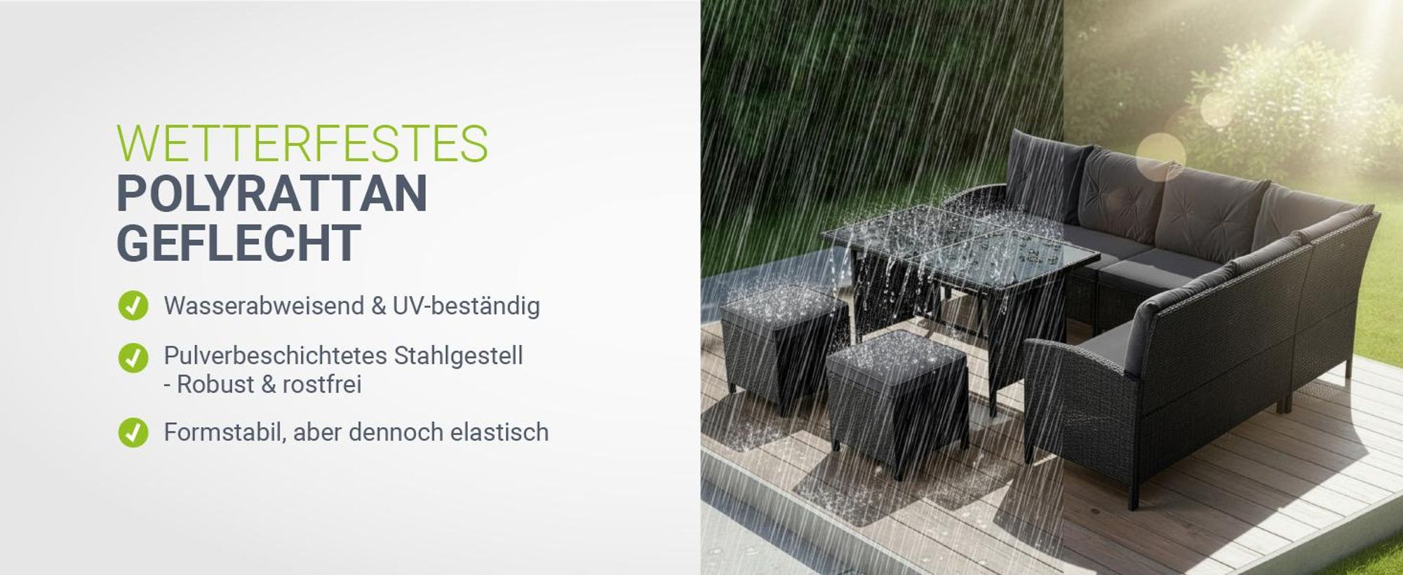 Juskys Polyrattan Lounge Manacor Schwarz und Grau