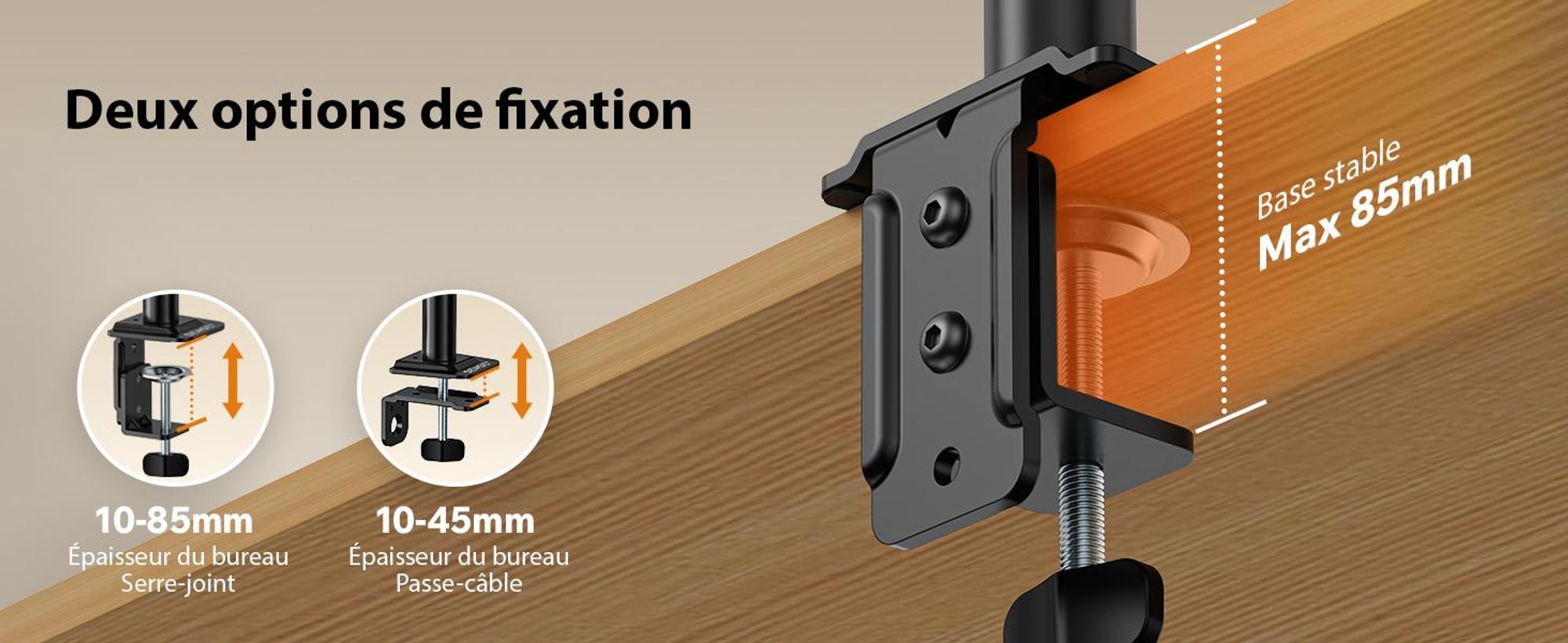 Support mural double pour moniteurs, compatible VESA de 17 à 32 pouces, charge maximale de 9 kg par écran, pivotant, à ressort à gaz, pour bureau, pour 2 écrans, couleur noire, ergonomique. (Marque : SENSE7)
