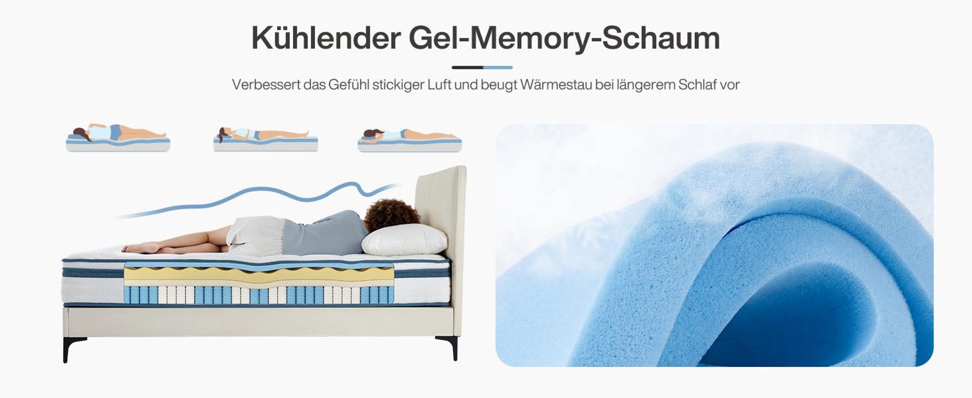 Tribesigns 140x190 cm Höhe 25 cm, Federkernmatratze mit Gel-Memory-Schaum, Mittlerer Härtegrad H3, 9-Zonen Orthopädische, Lyocell-Gewebe